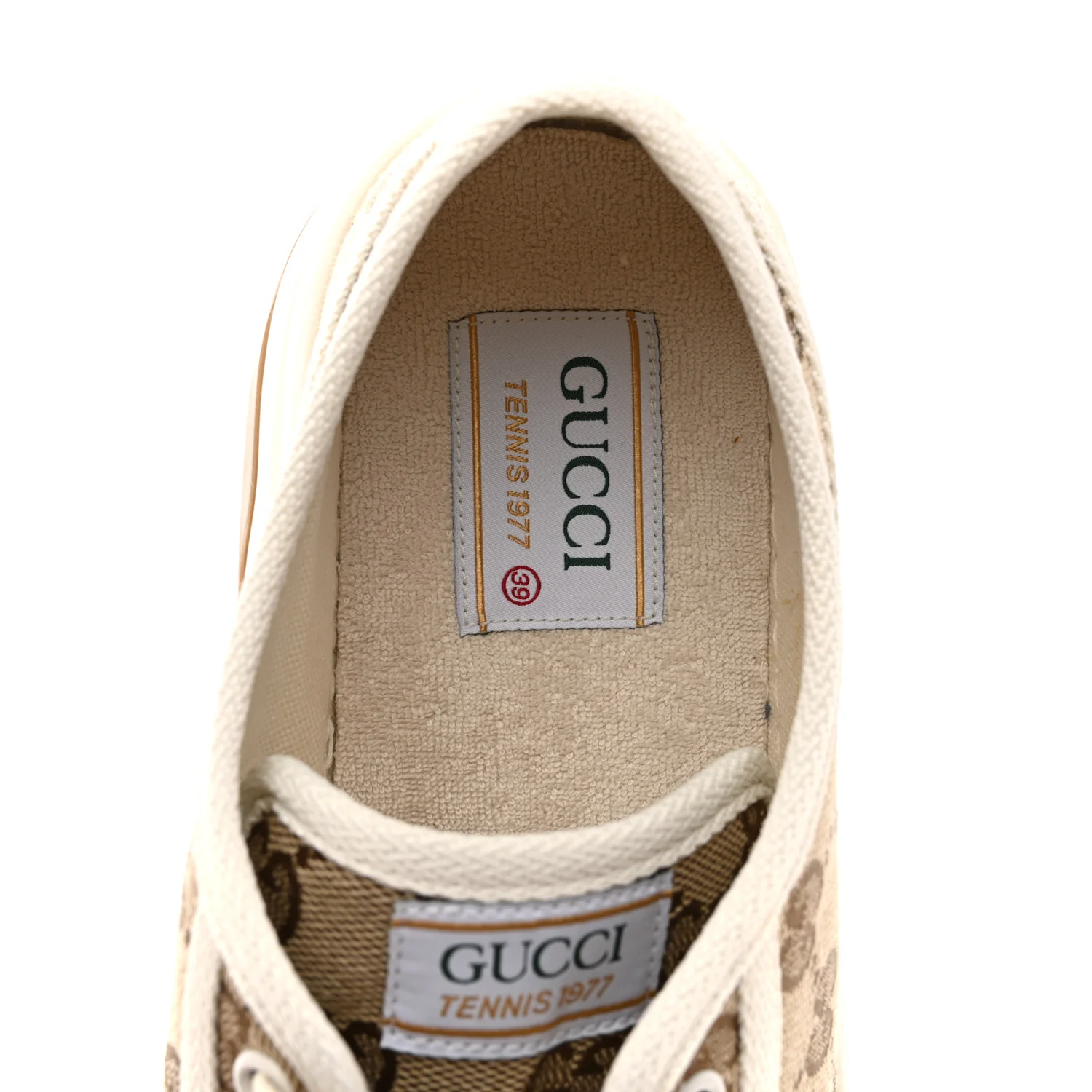 GG Monogram Womens 1977 Tennis Platform 52mm Sneakers 39 Beige Ebony Mystic White - Image 7