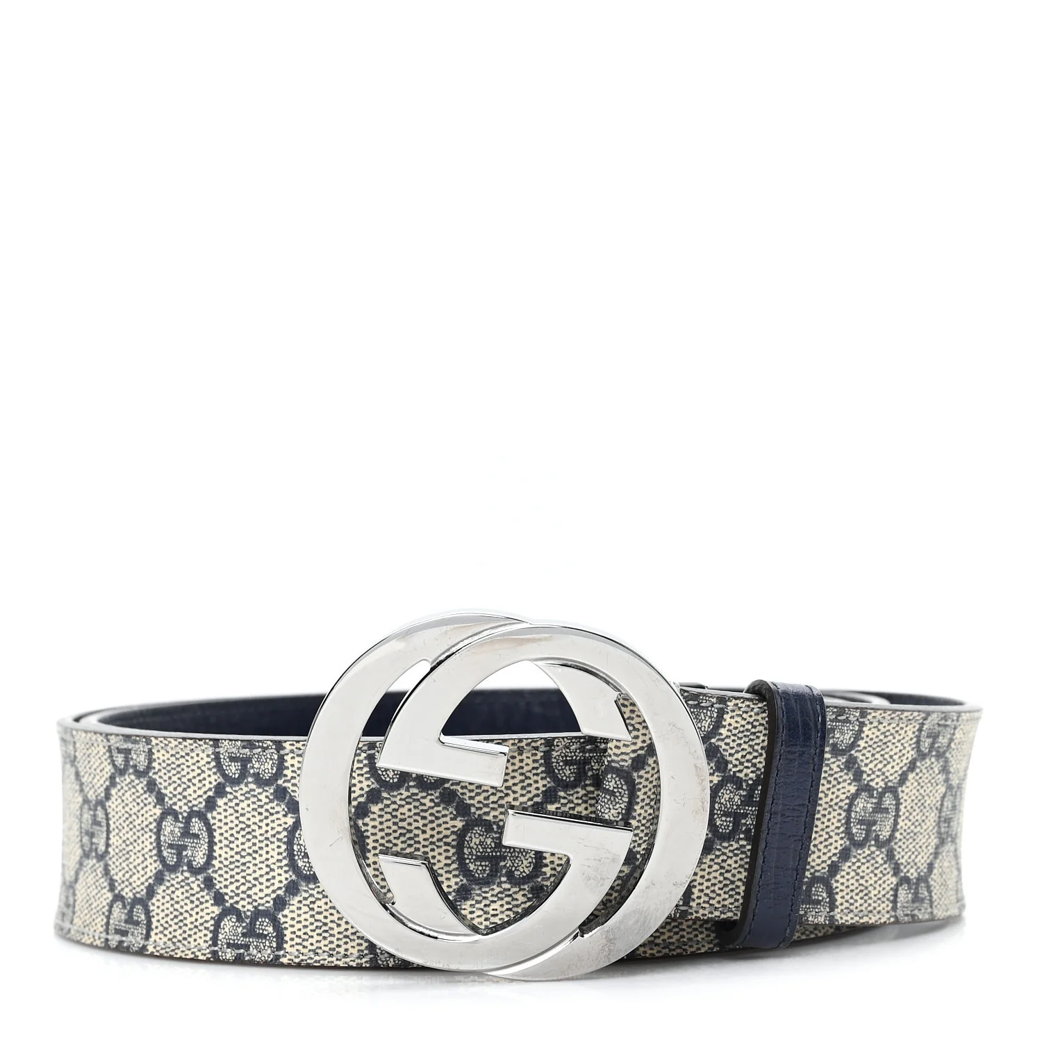 GG Plus Monogram Interlocking G Belt 105 42 Navy