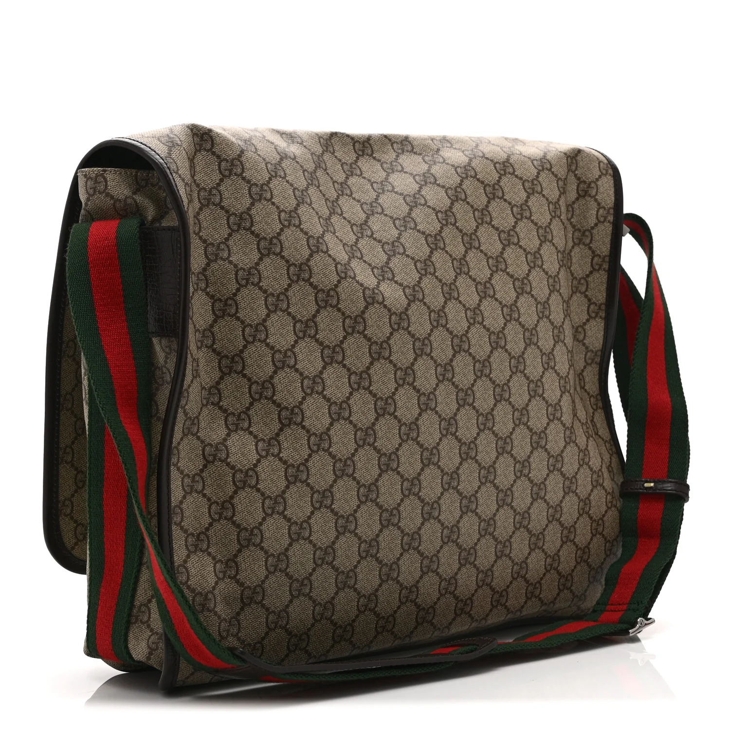 GG Plus Monogram Web Large Flap Messenger Bag Beige Dark Brown - Image 3