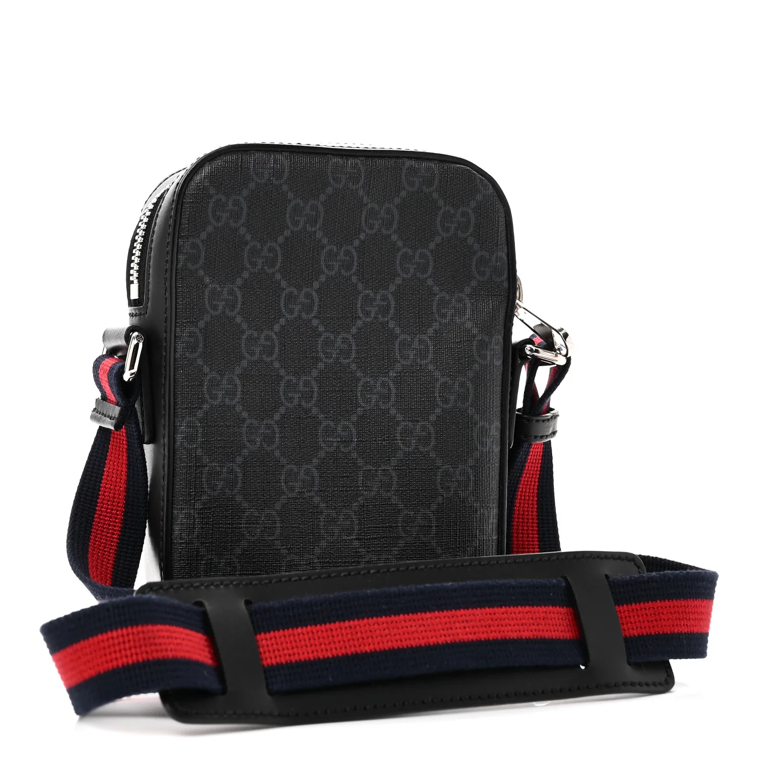 GG Supreme Monogram Appia Calfskin Web Small Camera Messenger Bag Black Grey - Image 3