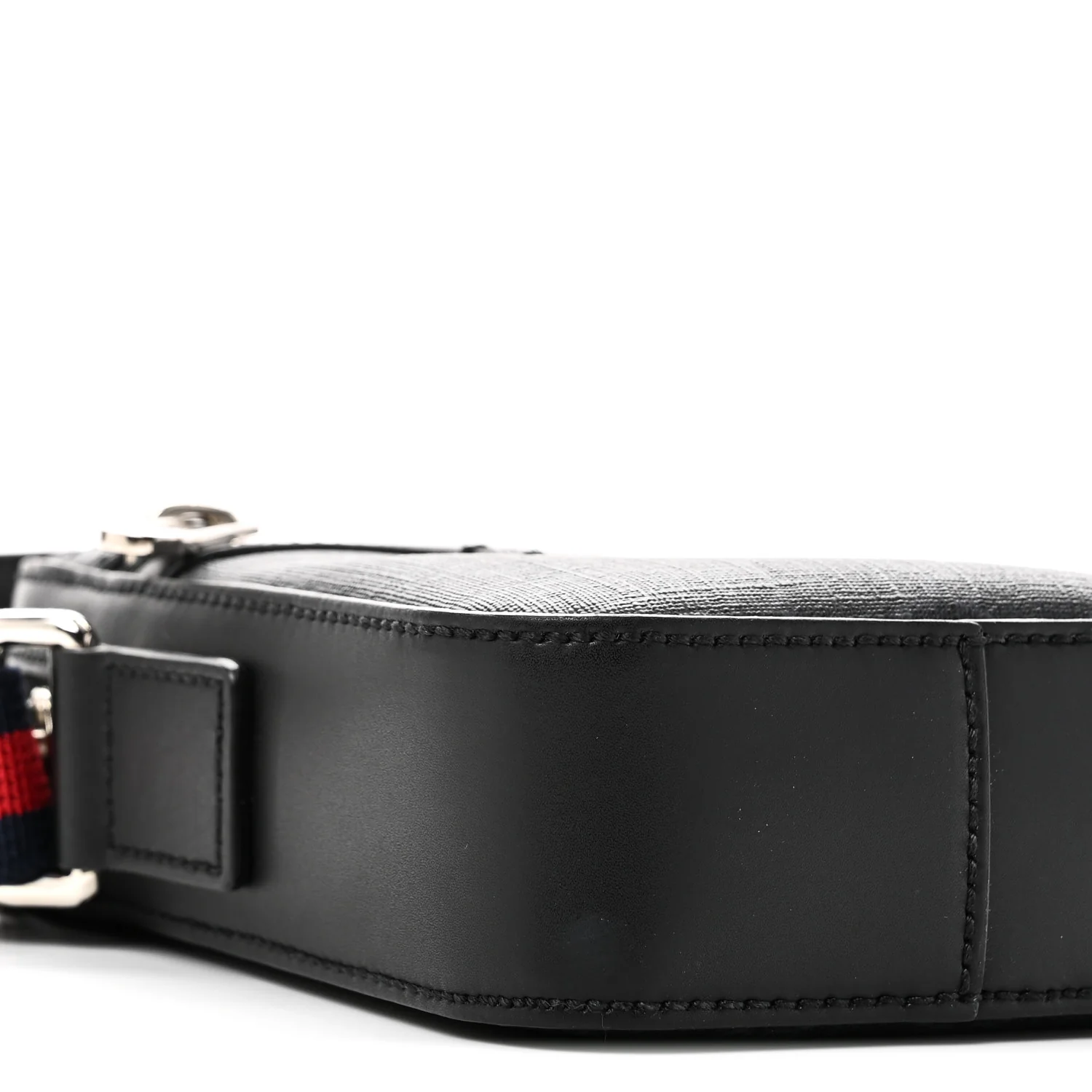 GG Supreme Monogram Appia Calfskin Web Small Camera Messenger Bag Black Grey - Image 9