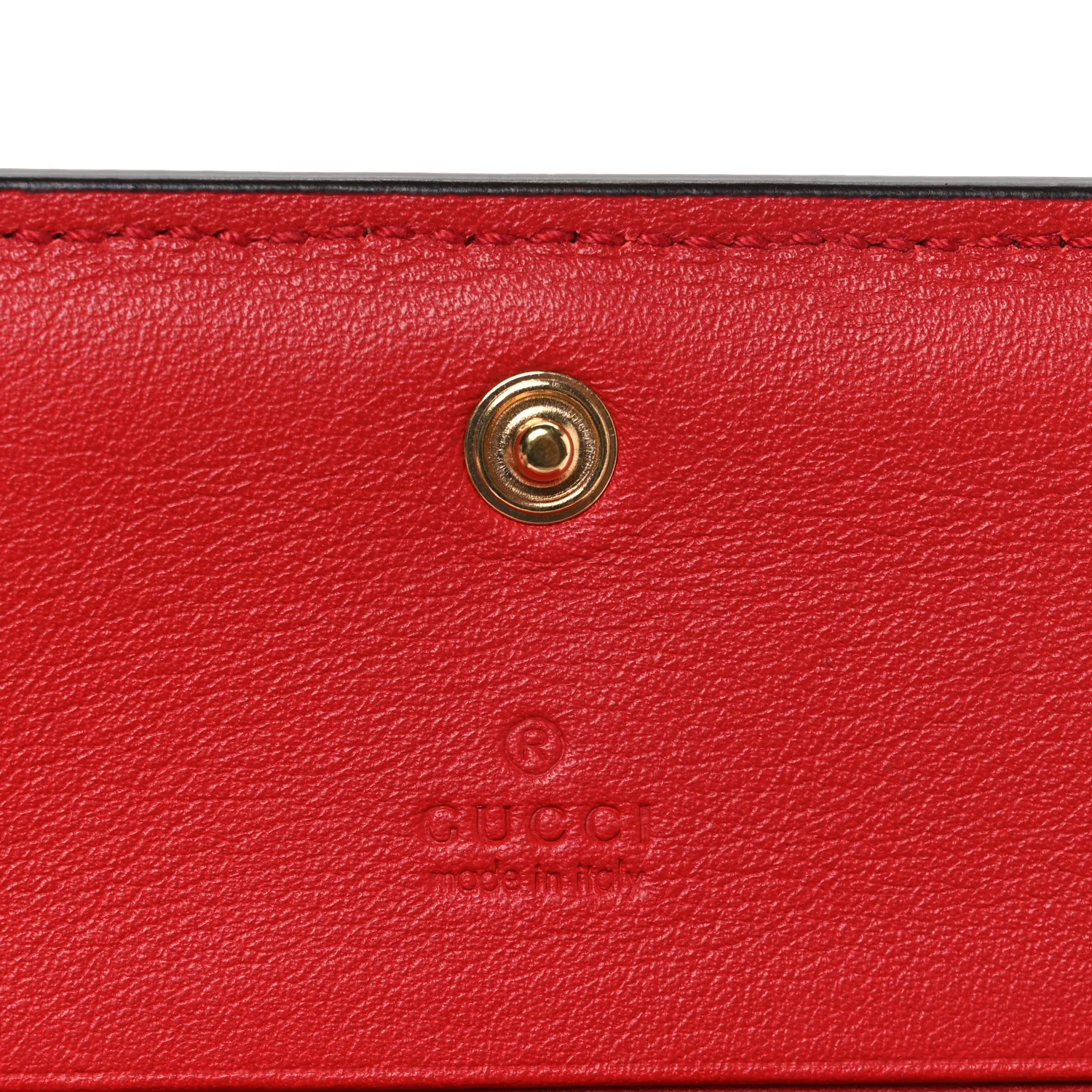 GG Supreme Monogram Apple Card Case Wallet Beige Multicolor Lobster Red - Image 6