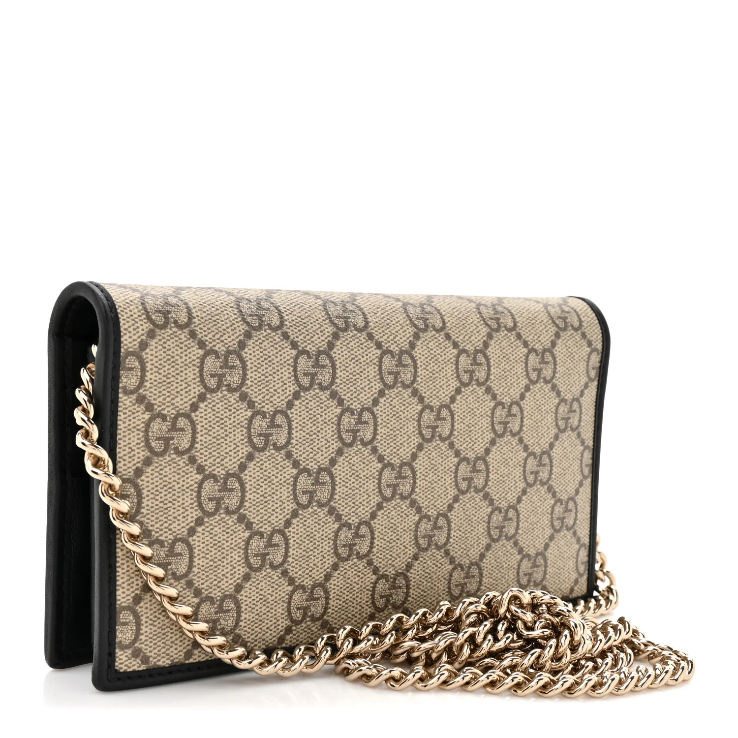 GG Supreme Monogram Azalea Calfskin Horsebit 1955 Wallet On Chain Beige Black - Image 3