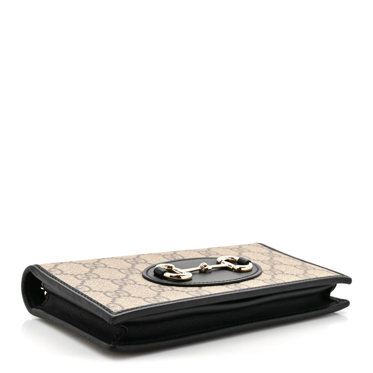 GG Supreme Monogram Azalea Calfskin Horsebit 1955 Wallet On Chain Beige Black - Image 4