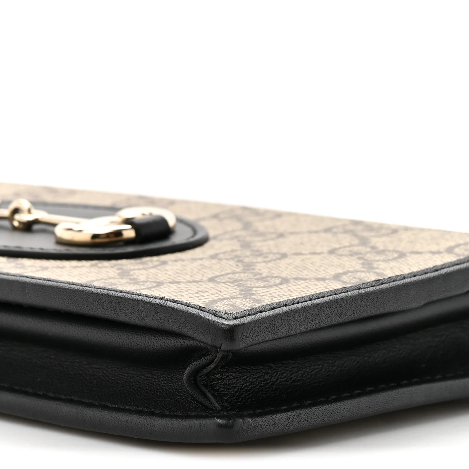 GG Supreme Monogram Azalea Calfskin Horsebit 1955 Wallet On Chain Beige Black - Image 9