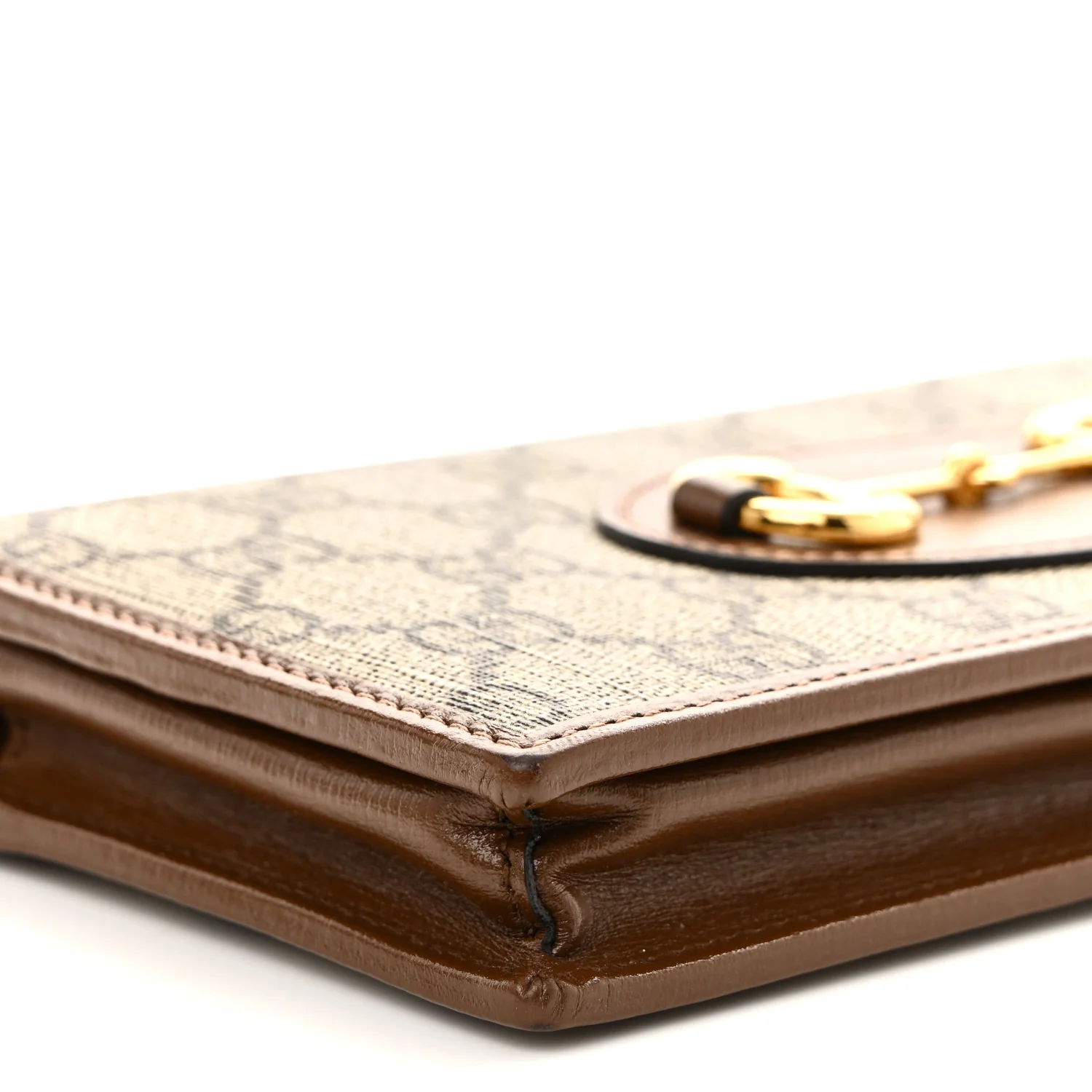GG Supreme Monogram Azalea Calfskin Horsebit 1955 Wallet On Chain Beige Ebony Brown Sugar - Image 10