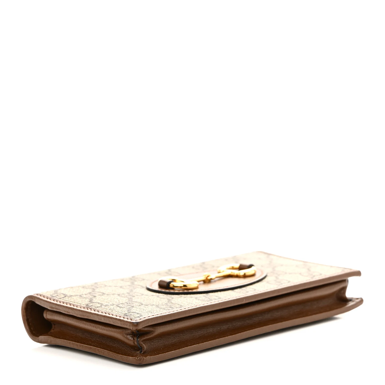 GG Supreme Monogram Azalea Calfskin Horsebit 1955 Wallet On Chain Beige Ebony Brown Sugar - Image 4