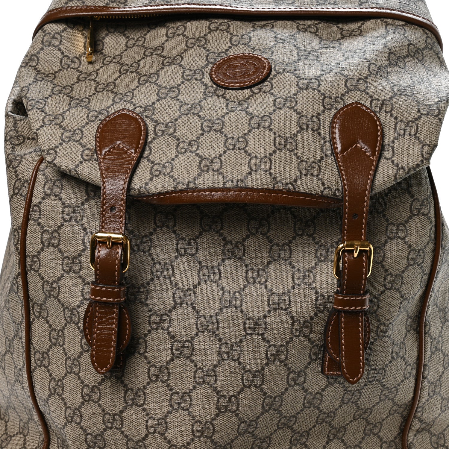 GG Supreme Monogram Azalea Calfskin Medium Retro Interlocking G Buckle Backpack Beige Ebony Brown Sugar - Image 8