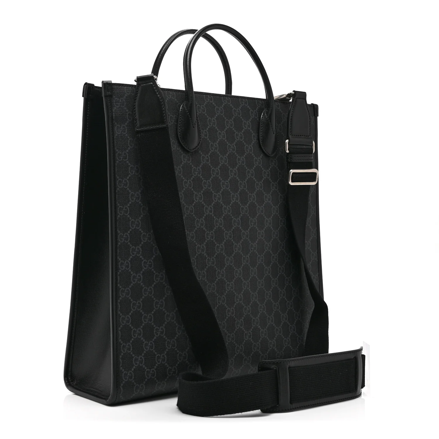 GG Supreme Monogram Azalea Calfskin Medium Retro Interlocking G Vertical Tote Bag Black - Image 3