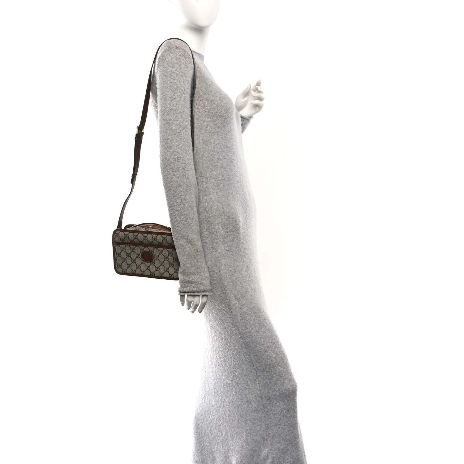 GG Supreme Monogram Azalea Calfskin Mini Retro Interlocking G Shoulder Bag Beige Ebony Brown Sugar - Image 2