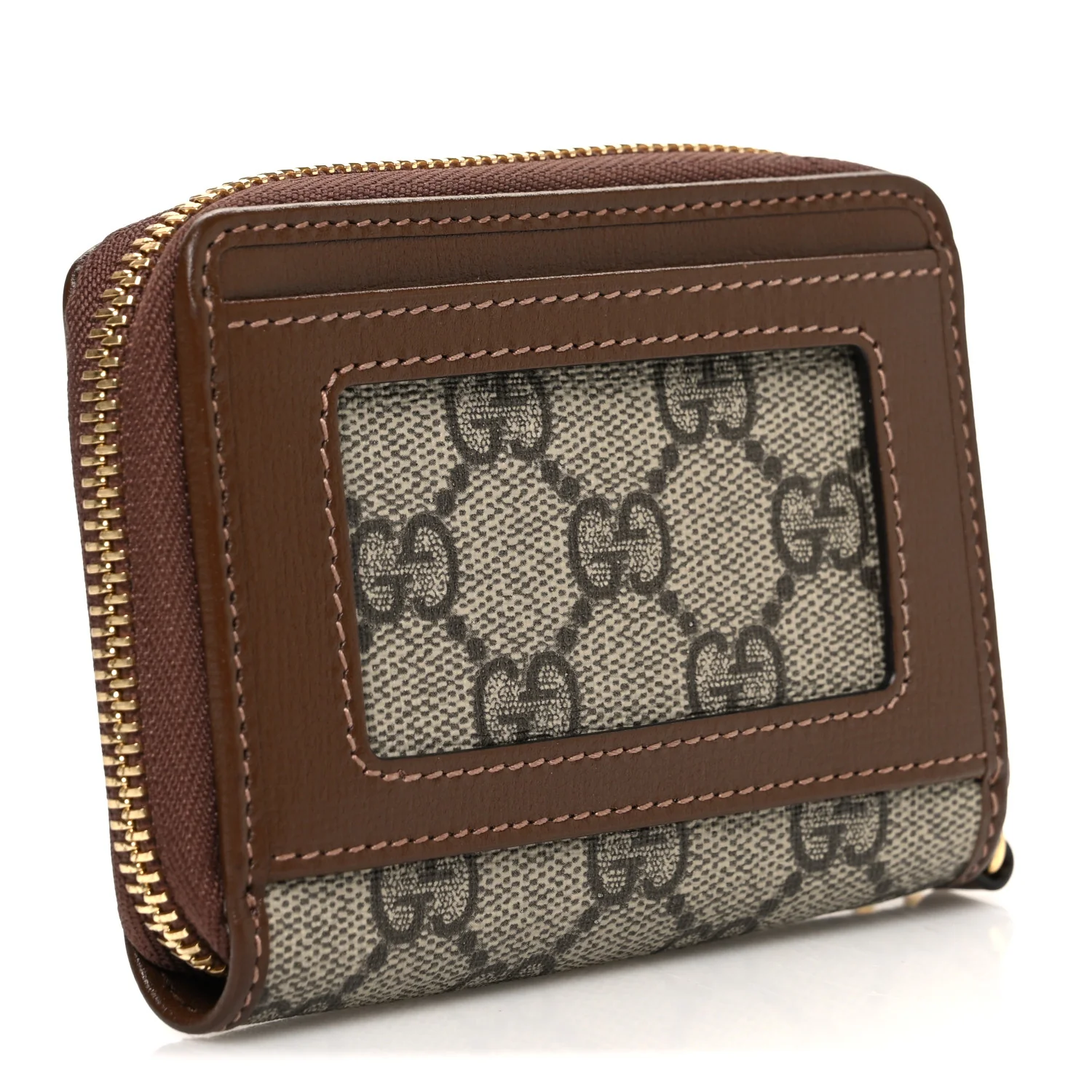 GG Supreme Monogram Azalea Calfskin Retro Interlocking G Compact Wallet Beige Ebony Brown Sugar - Image 3