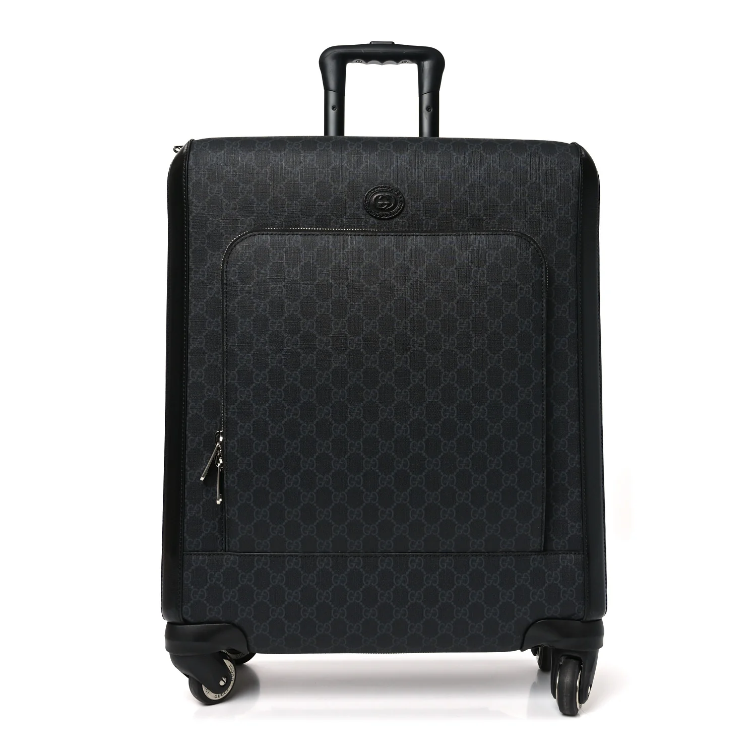 GG Supreme Monogram Azalea Calfskin Retro Interlocking G Small Savoy Cabin Trolley Black