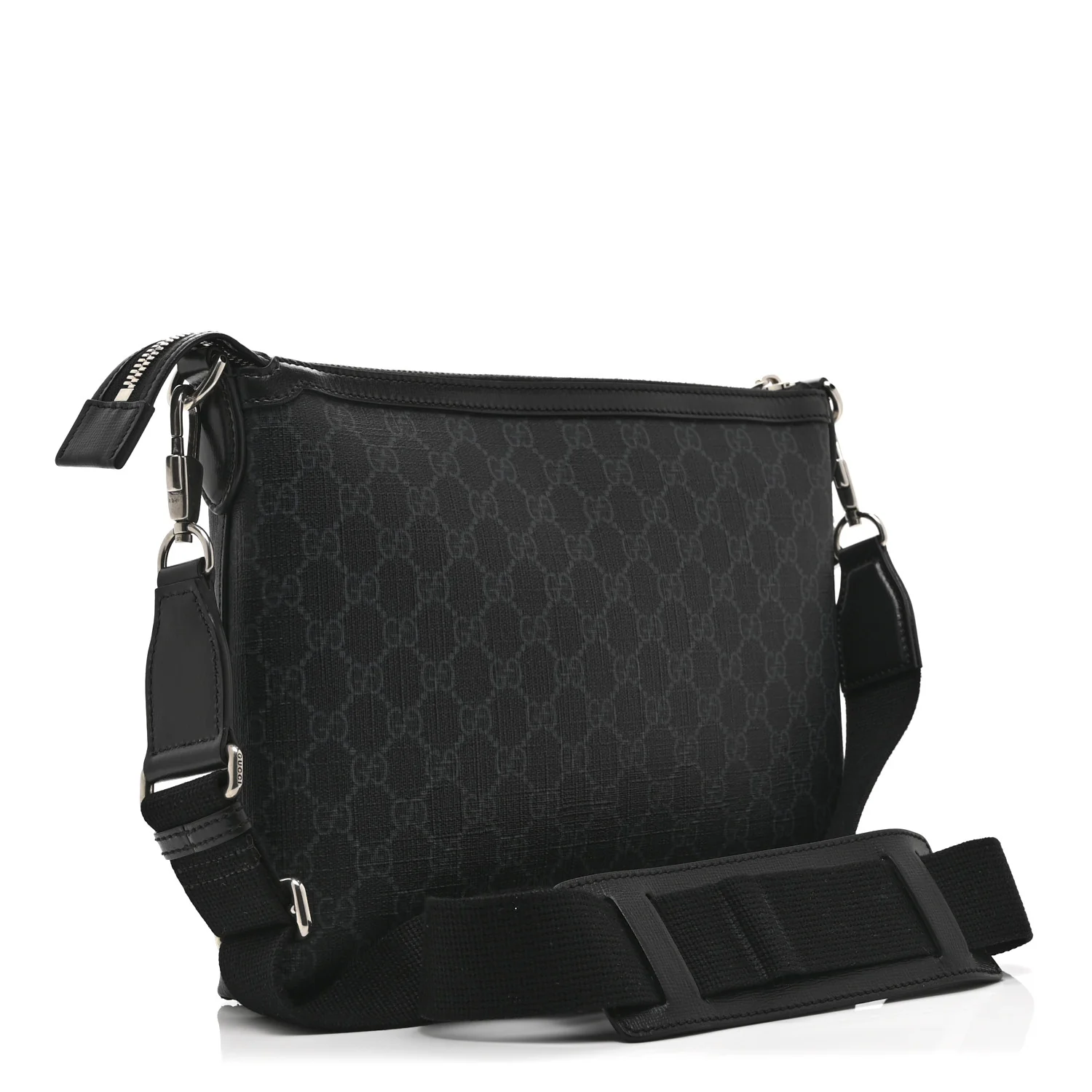 GG Supreme Monogram Azalea Calfskin Retro Interlocking G Wristlet Messenger Bag Black - Image 3