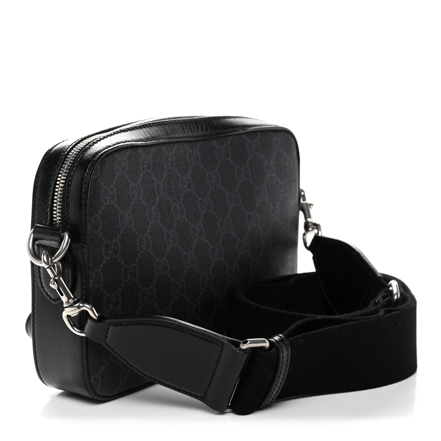 GG Supreme Monogram Azalea Calfskin Retro Interlocking G Wristlet Shoulder Bag Black - Image 3