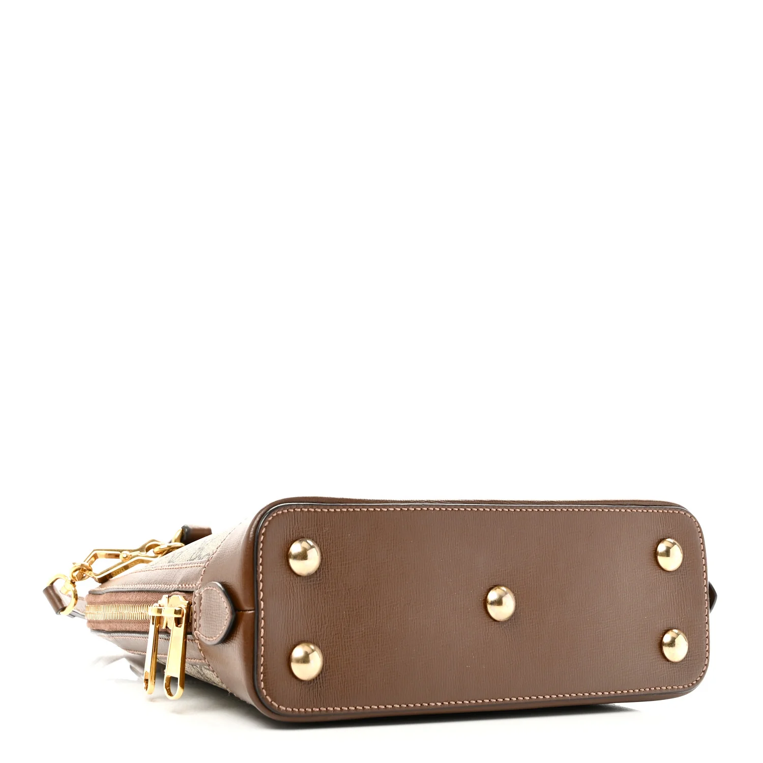 GG Supreme Monogram Azalea Calfskin Small Horsebit 1955 Top Handle Bag Beige Ebony Brown Sugar - Image 4