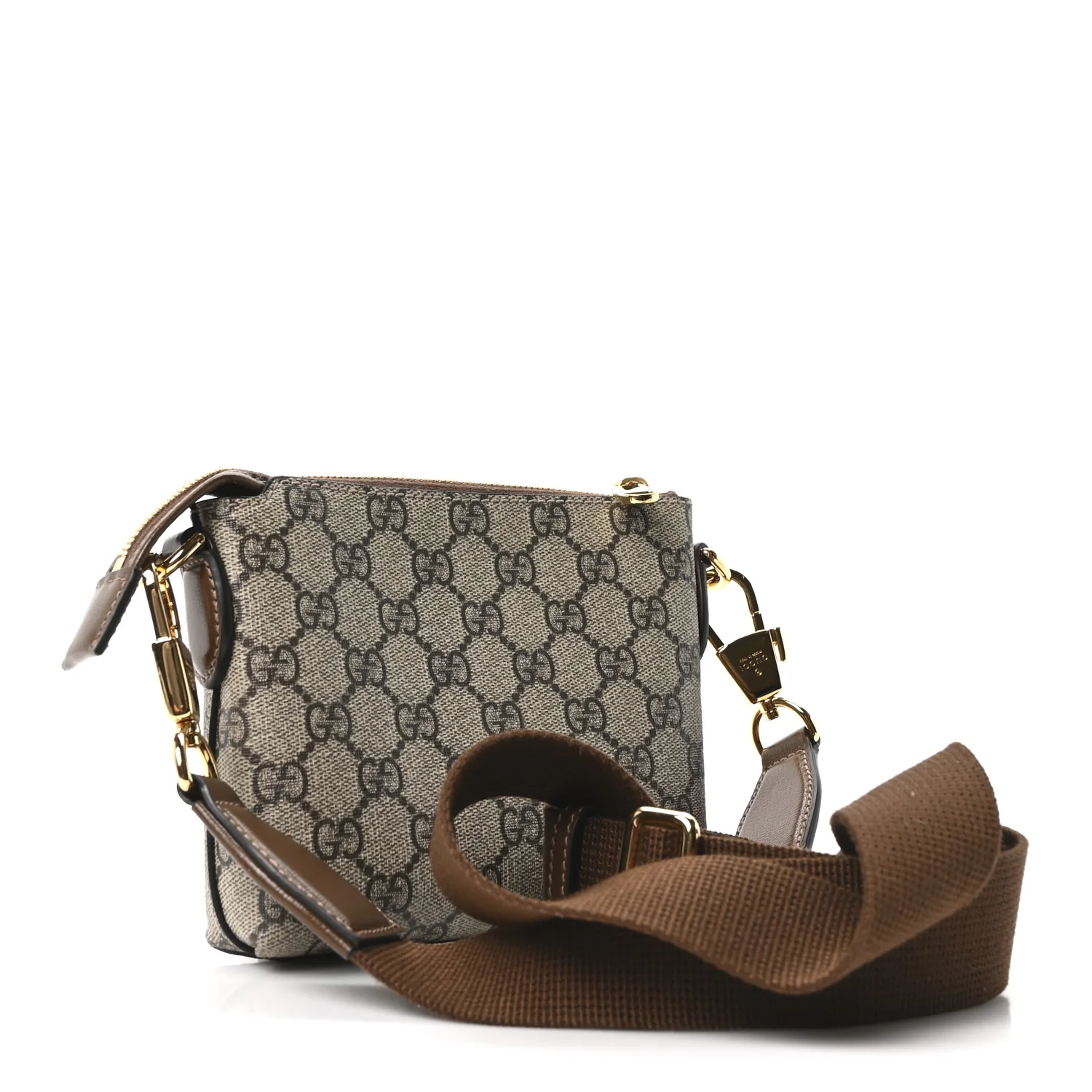 GG Supreme Monogram Azalea Calfskin Small Retro Interlocking G Wristlet Messenger Bag Beige Ebony Brown Sugar - Image 3