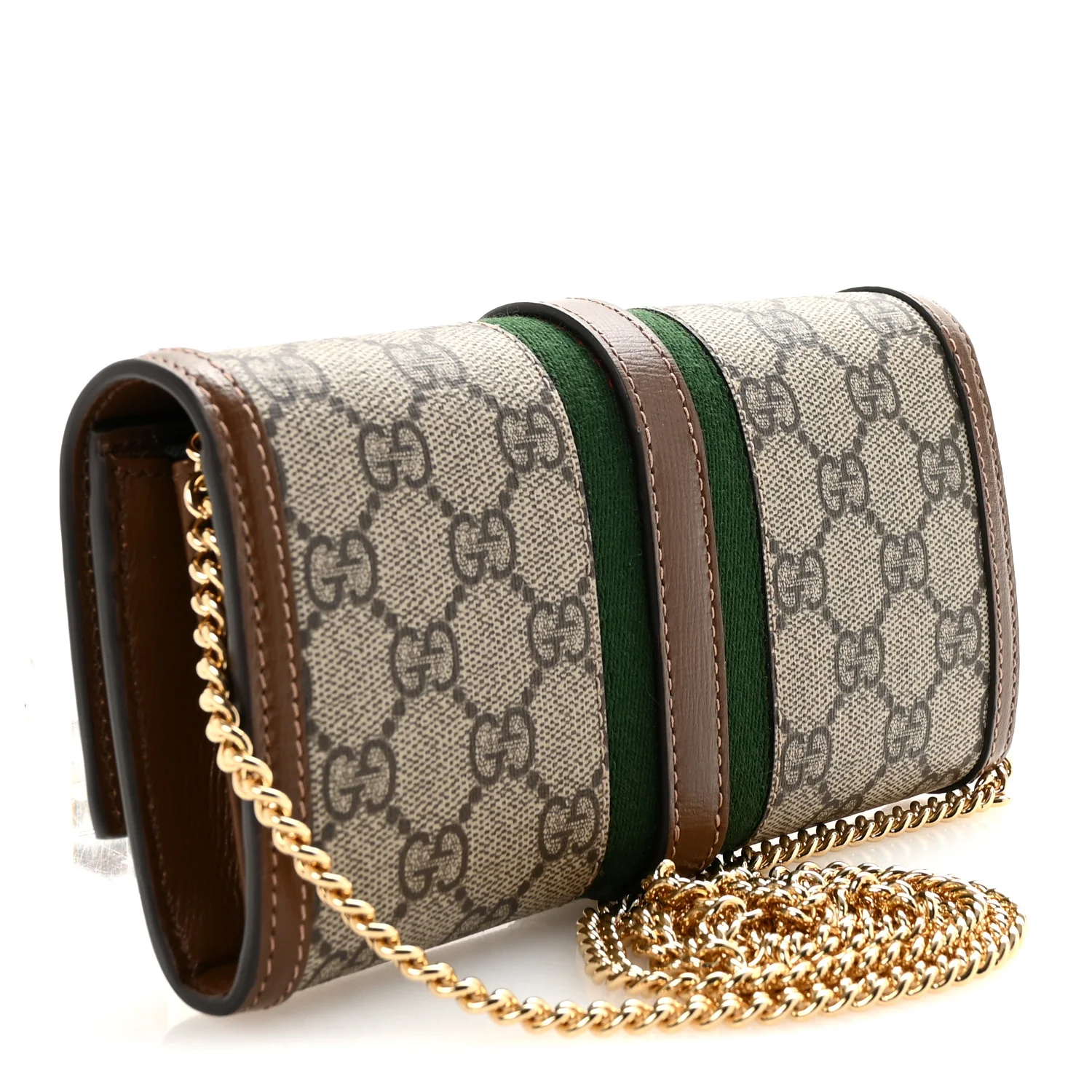 GG Supreme Monogram Azalea Calfskin Web Jackie 1961 Chain Wallet Beige Ebony Brown Sugar - Image 3