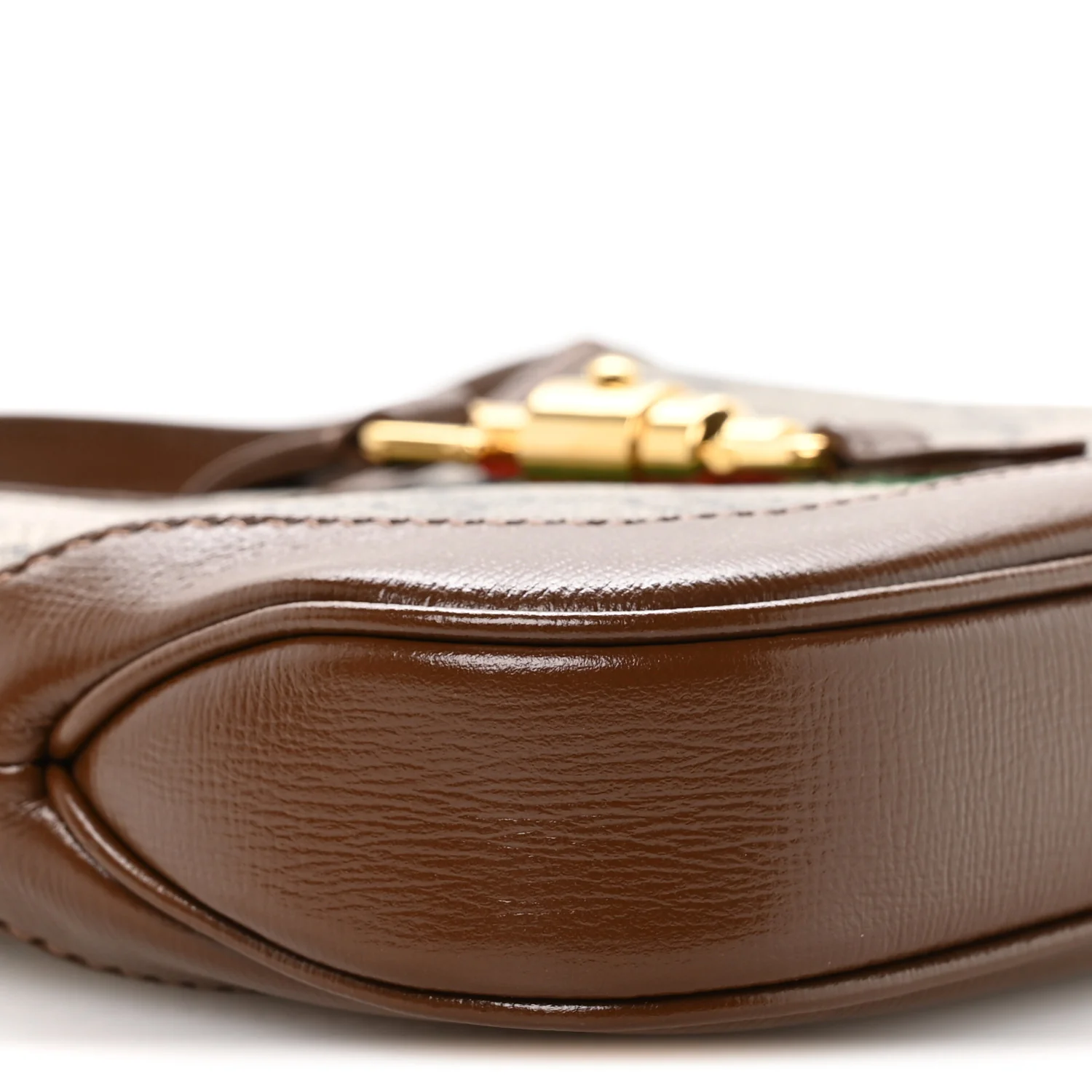 GG Supreme Monogram Azalea Calfskin Web Mini Jackie 1961 Hobo Beige Ebony Brown Sugar - Image 9