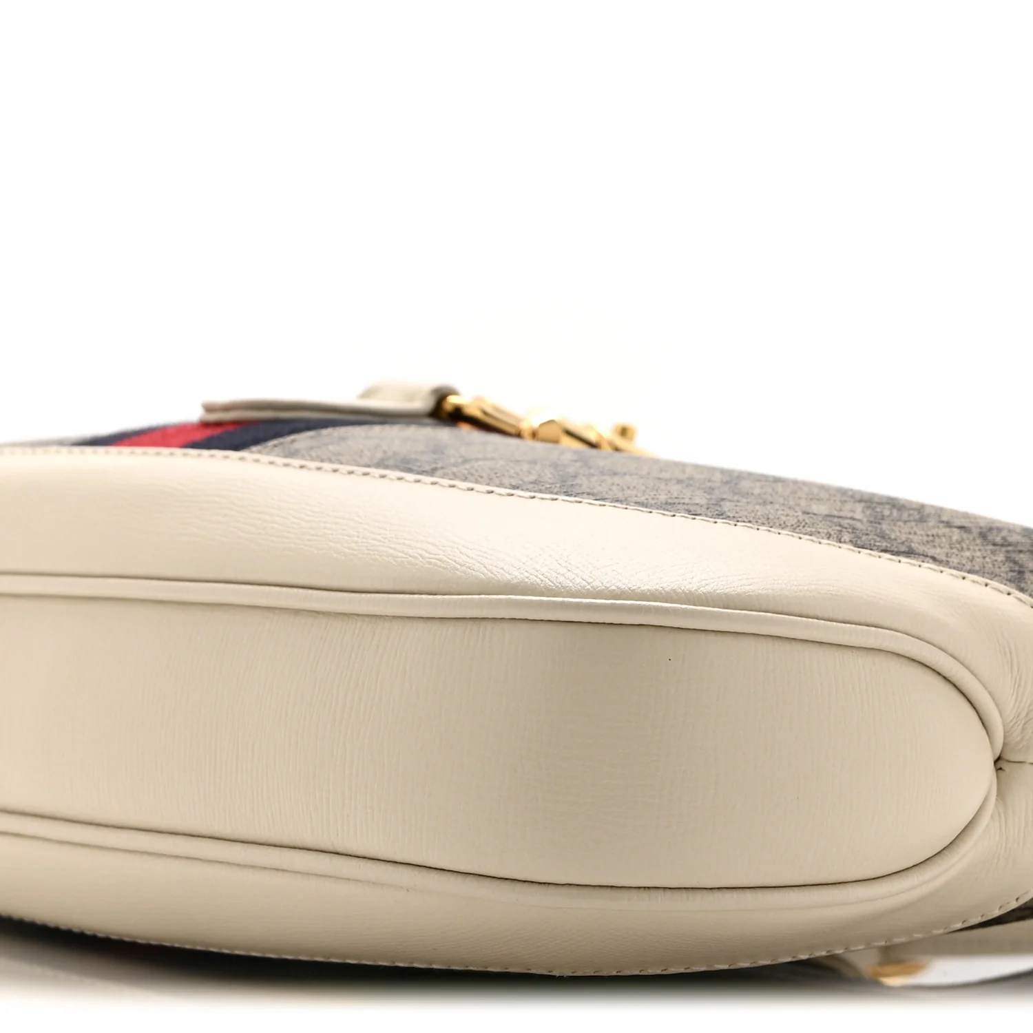 GG Supreme Monogram Azalea Calfskin Web Small Jackie 1961 Hobo Beige Ebony Mystic White - Image 11