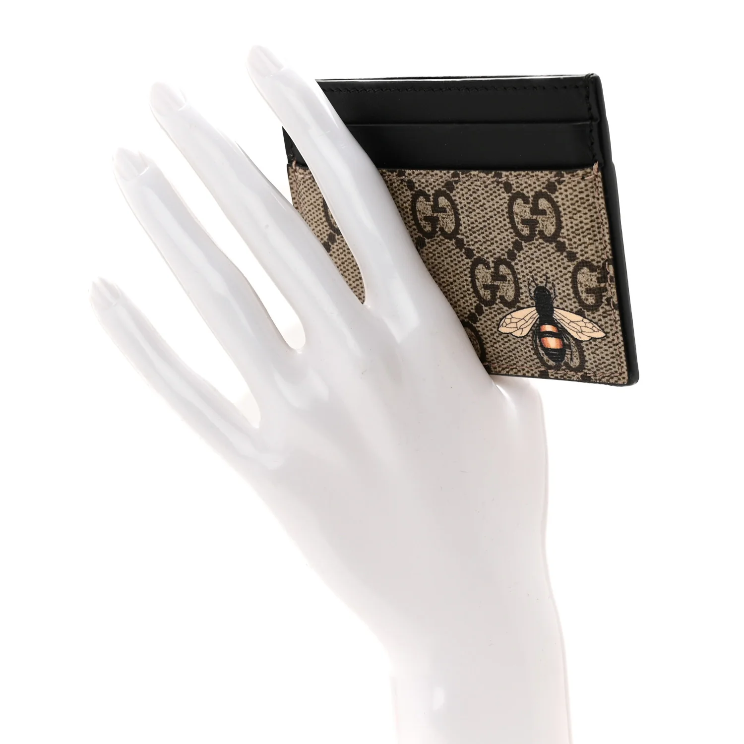 GG Supreme Monogram Bee Print Card Holder Black - Image 2