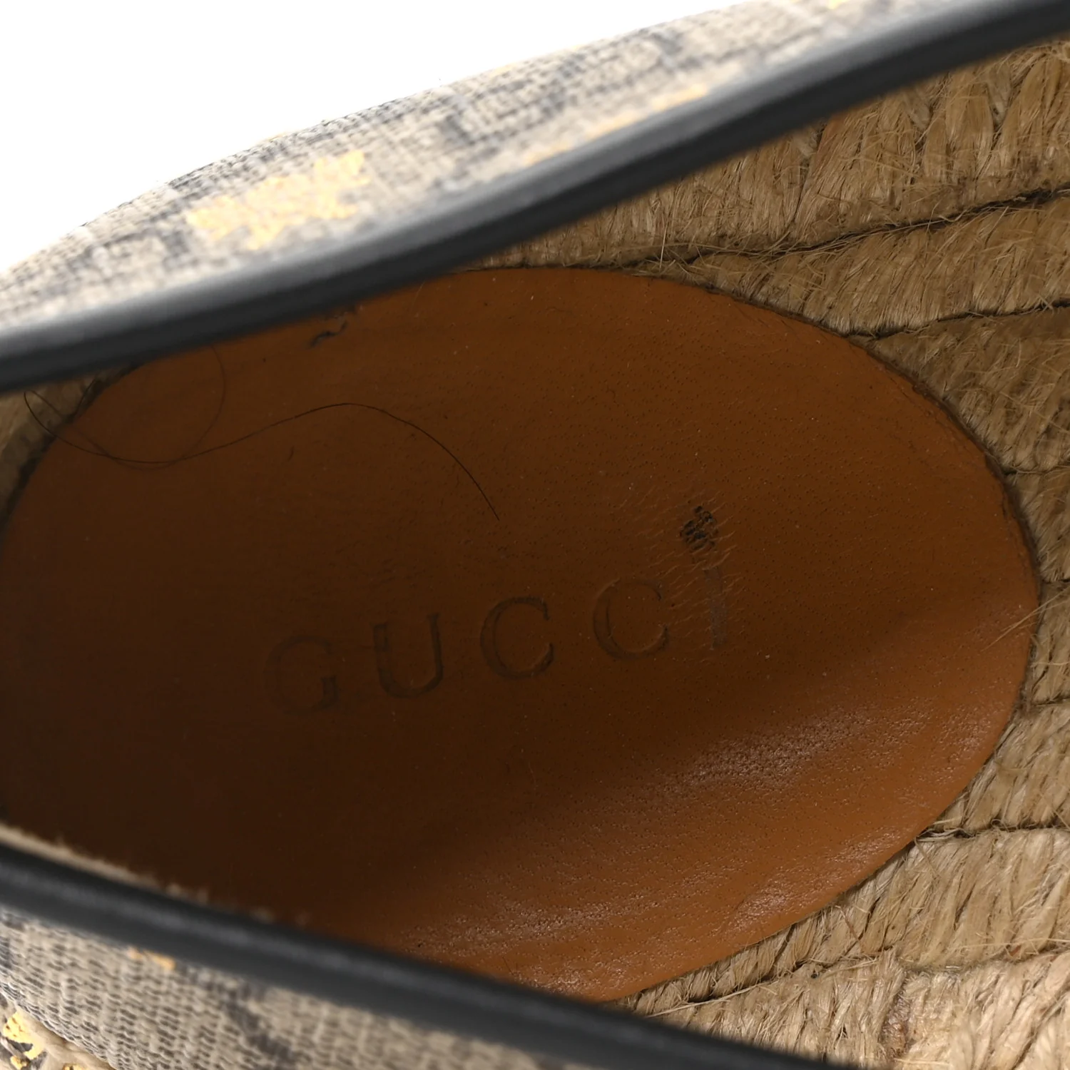 GG Supreme Monogram Bees Espadrille Flats 38 Beige Ebony Oro Black - Image 8