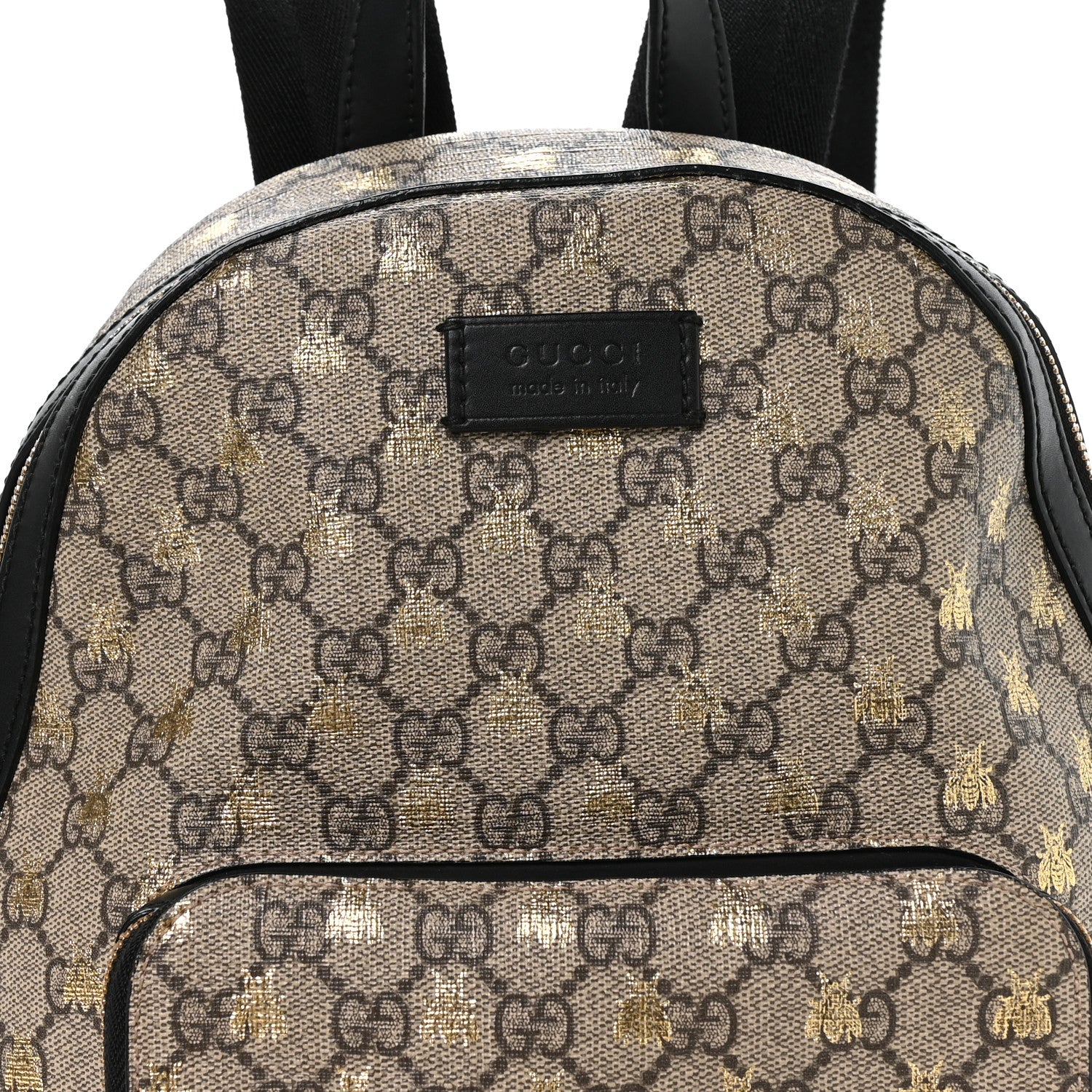 GG Supreme Monogram Bees Print Small Day Backpack Beige Oro Black - Image 7
