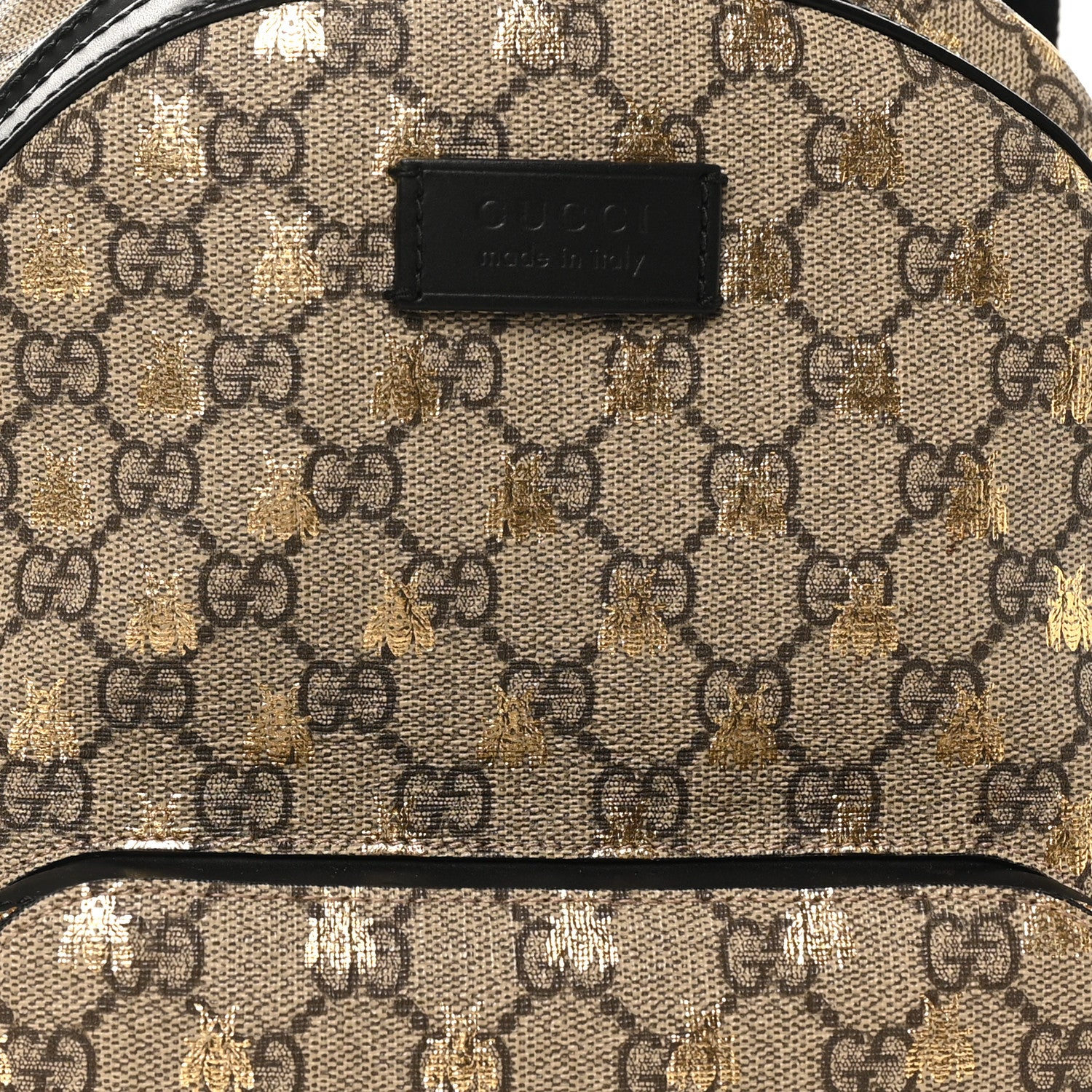 GG Supreme Monogram Bees Print Small Day Backpack Beige Oro Black - Image 8