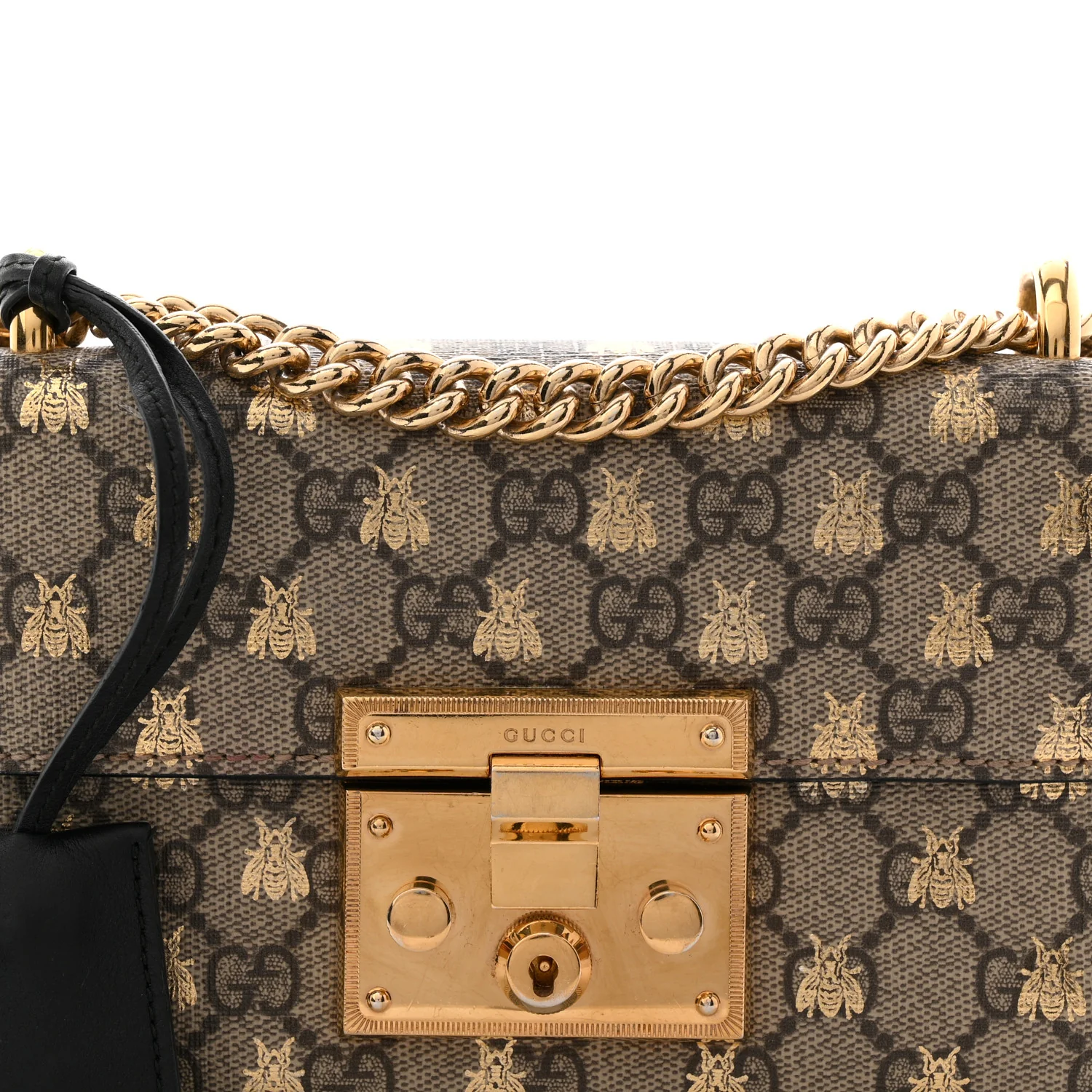 GG Supreme Monogram Bees Small Padlock Shoulder Bag Black - Image 8