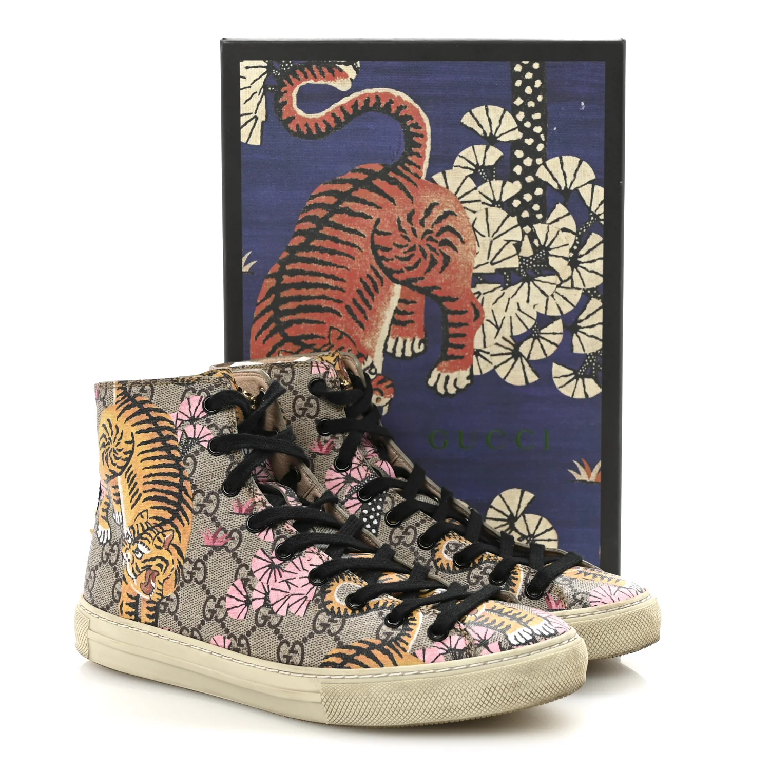 GG Supreme Monogram Bengal Pearl Womens High Top Sneakers 38 Beige Pink - Image 10