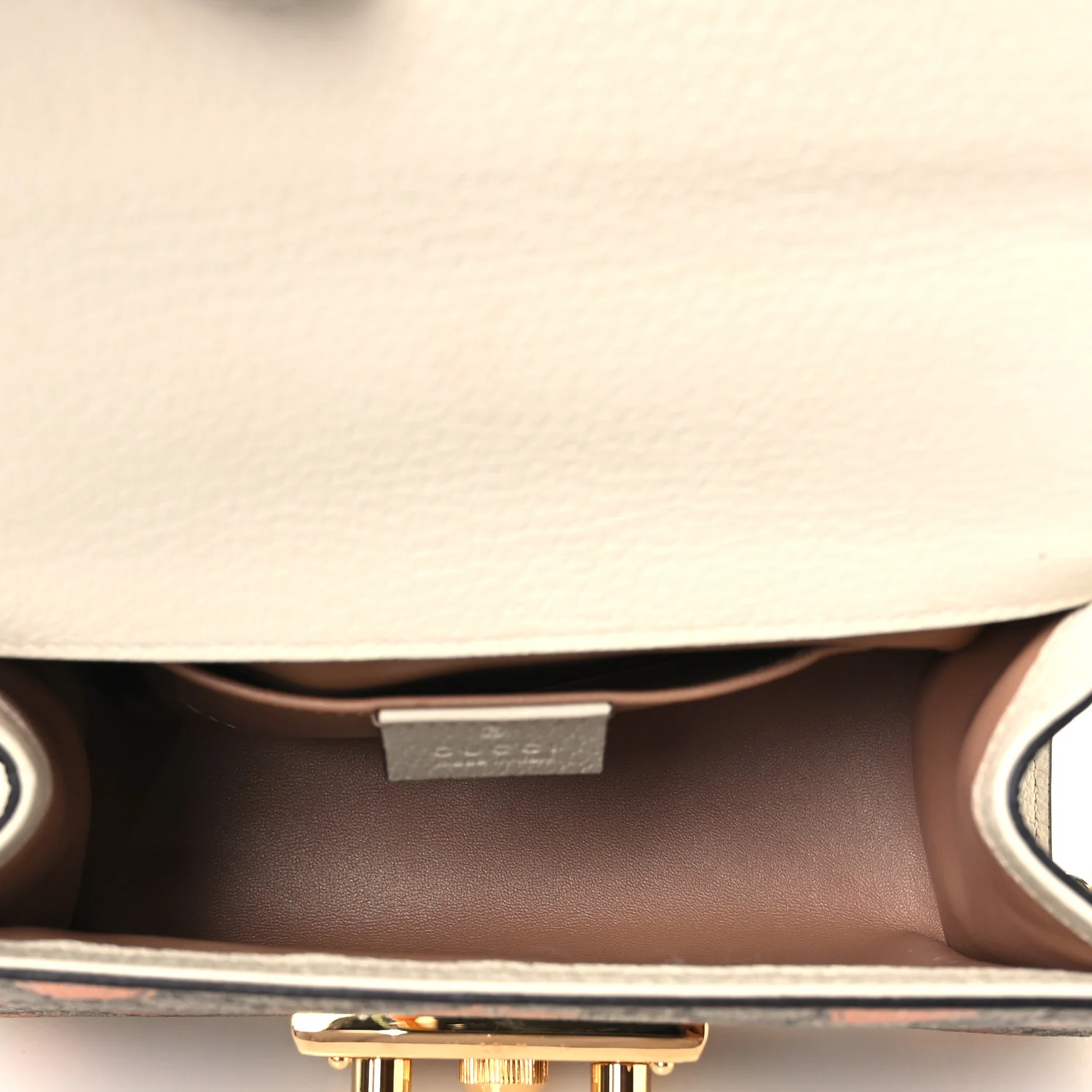 GG Supreme Monogram Berry Textured Dollar Calfskin Small Padlock Shoulder Bag Beige Ebony Light Copper Mystic White - Image 5