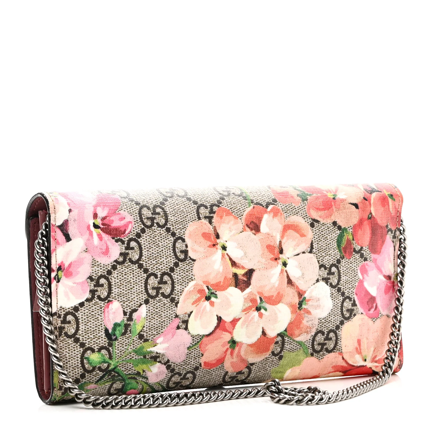 GG Supreme Monogram Blooms Dionysus Chain Clutch Wallet Beige Multicolor Dry Rose - Image 3