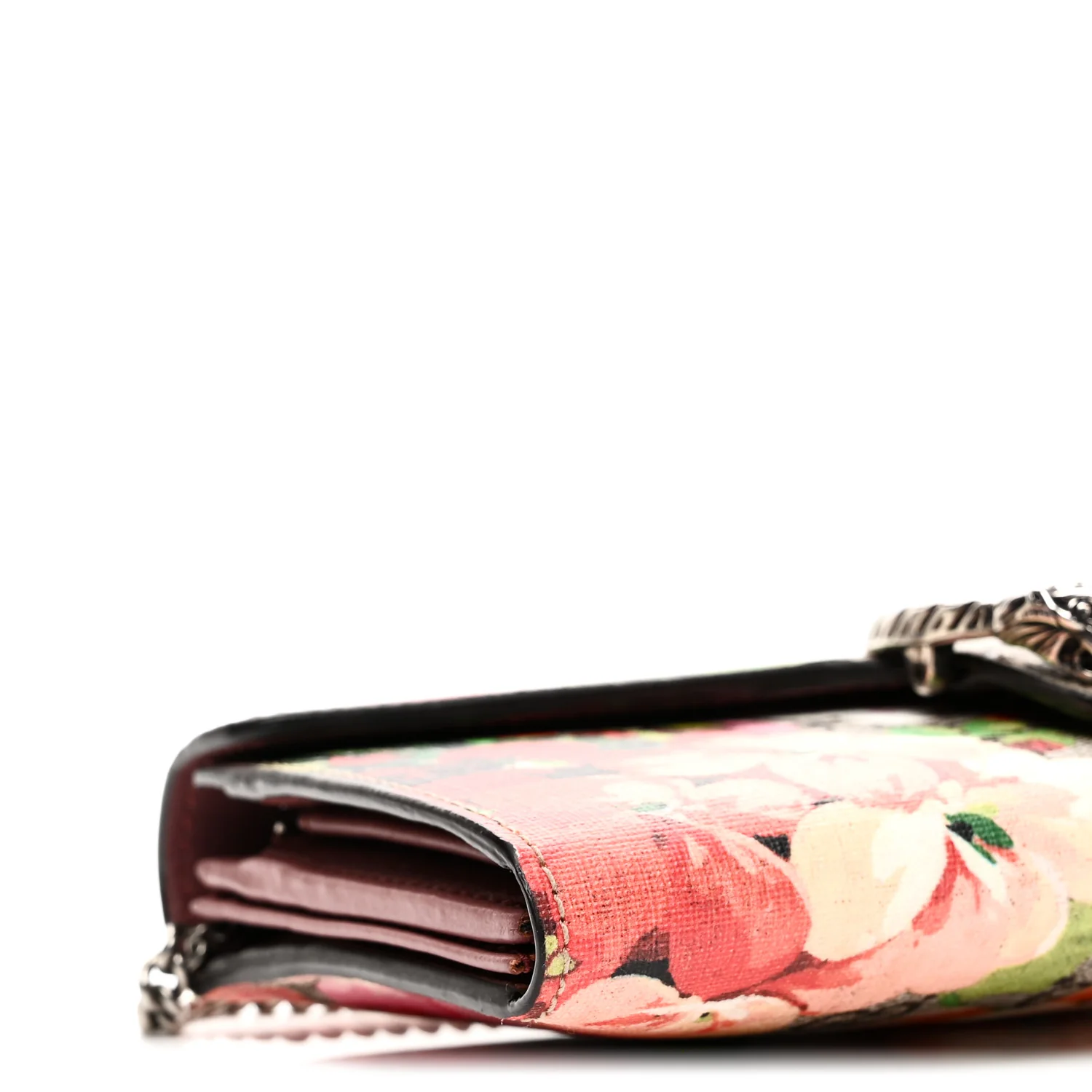 GG Supreme Monogram Blooms Dionysus Chain Clutch Wallet Beige Multicolor Dry Rose - Image 8