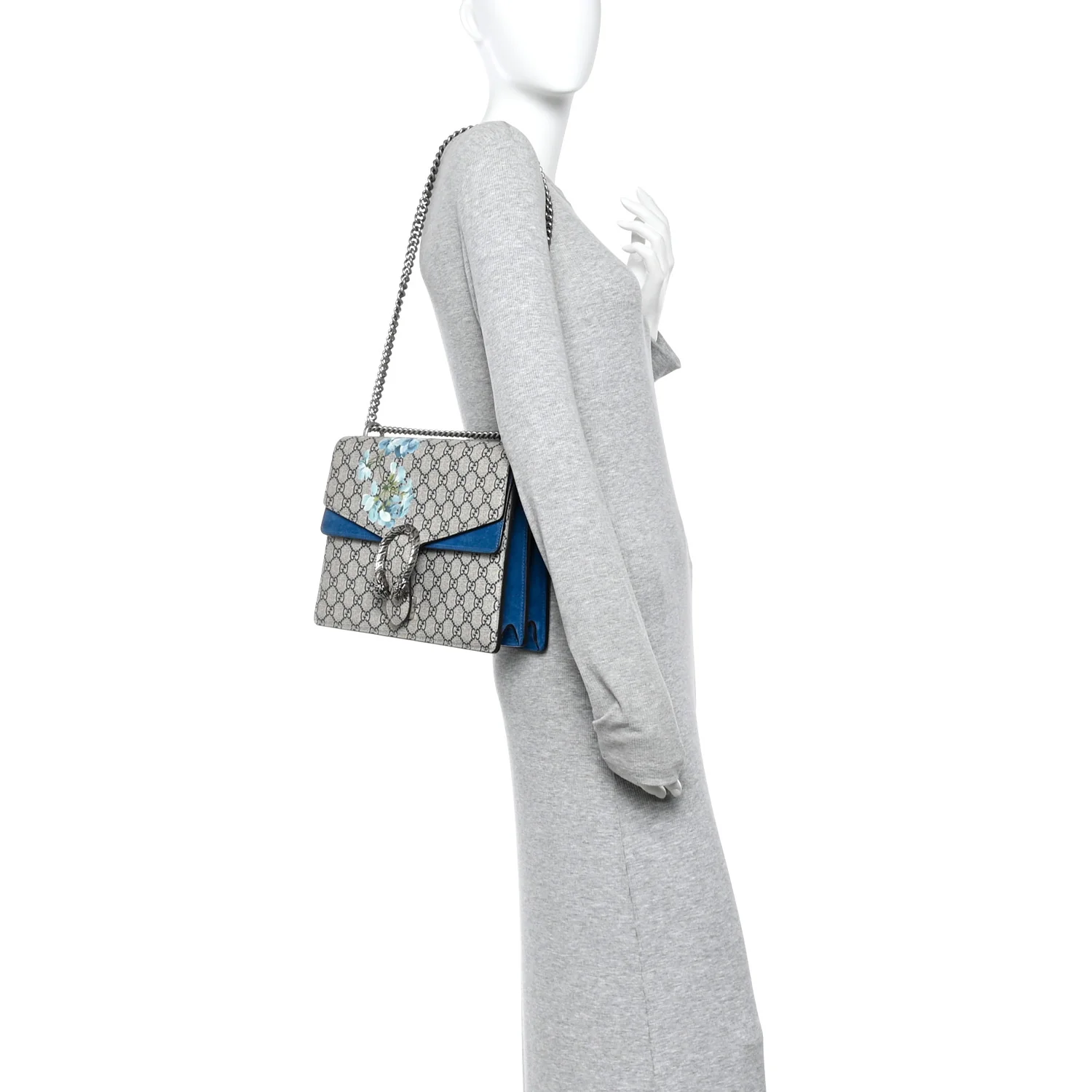 GG Supreme Monogram Blooms Medium Dionysus Shoulder Bag Beige Navy Vintage Blue - Image 2