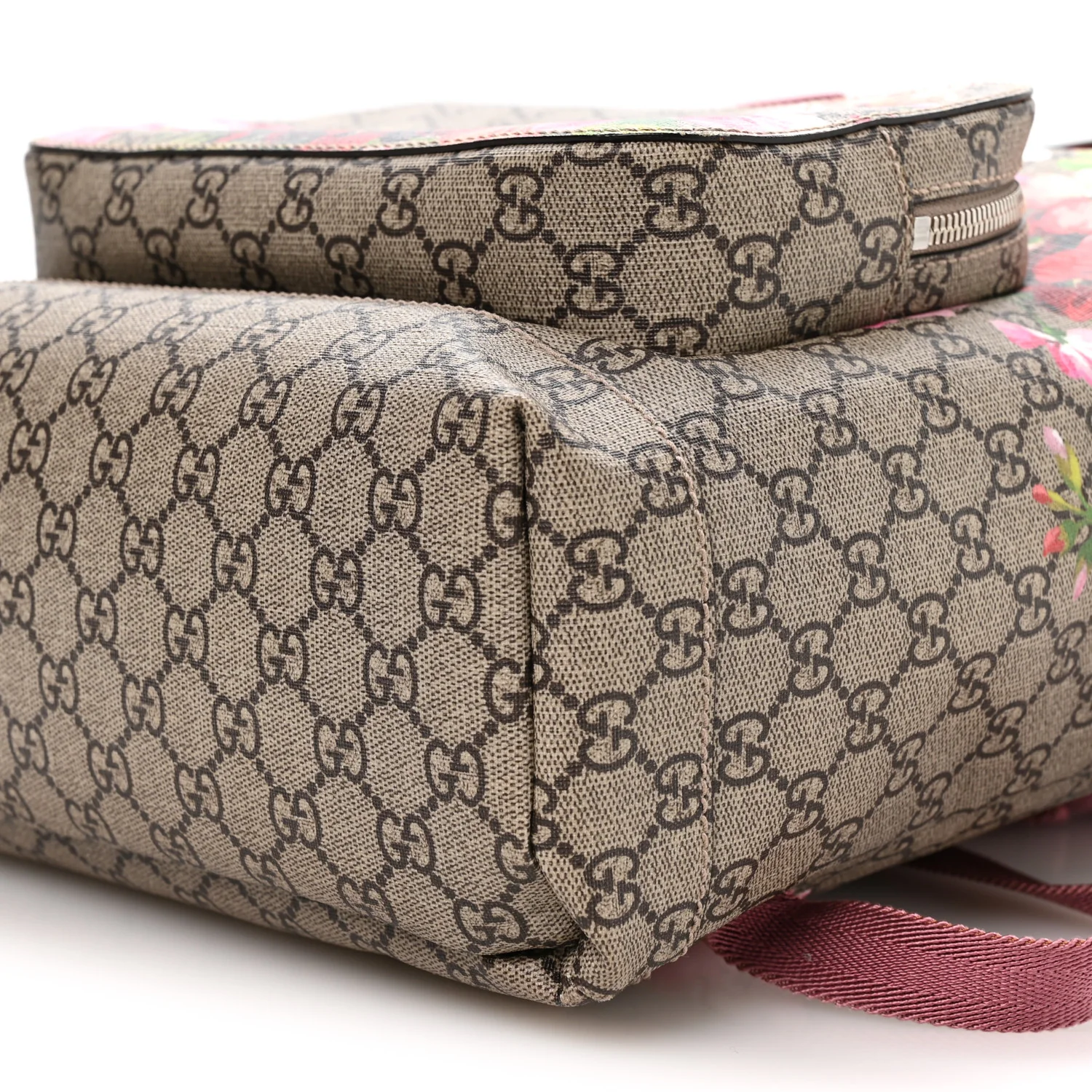 GG Supreme Monogram Blooms Medium Single Buckle Backpack Beige Multicolor Dry Rose - Image 10
