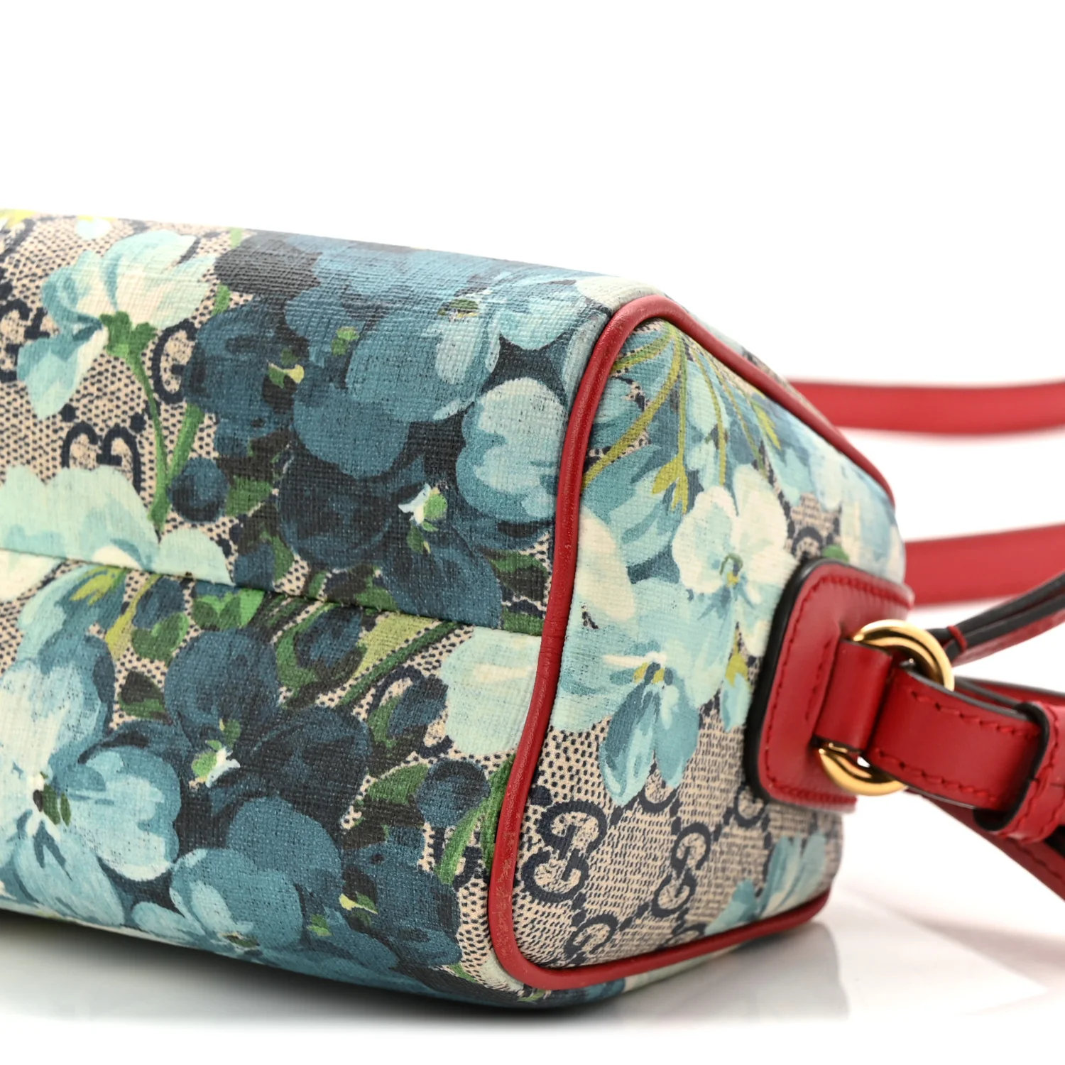 GG Supreme Monogram Blooms Mini Boston Navy Blue Hibiscus - Image 10