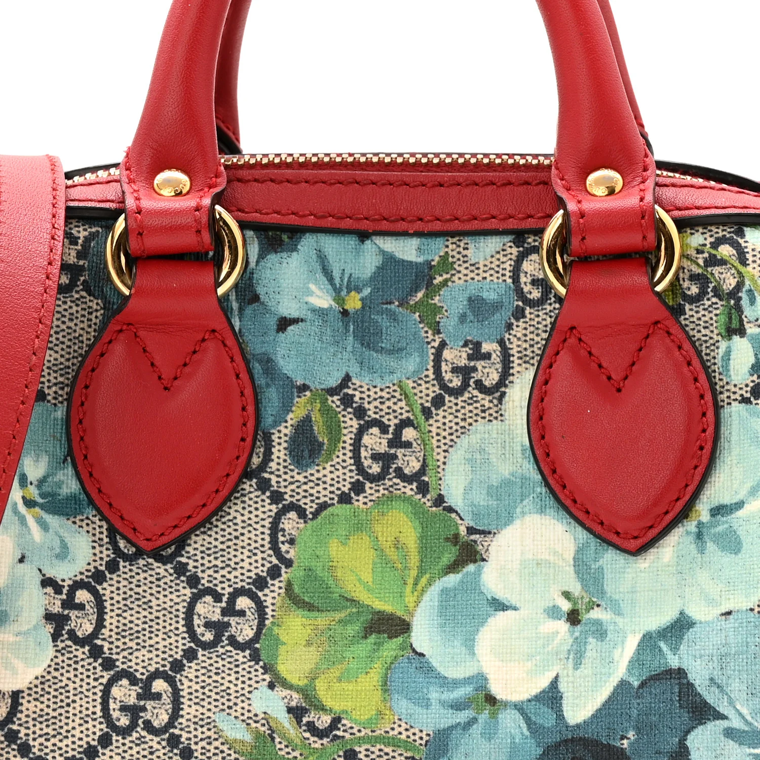 GG Supreme Monogram Blooms Mini Boston Navy Blue Hibiscus - Image 8
