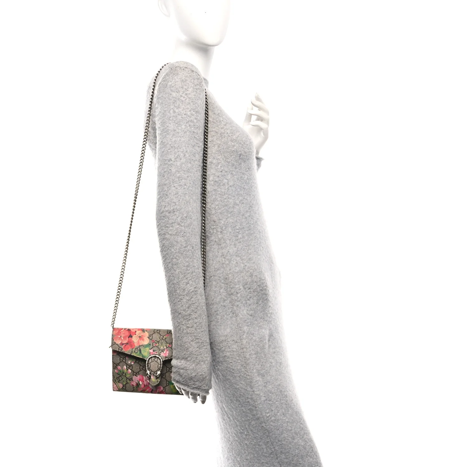GG Supreme Monogram Blooms Mini Dionysus Chain Wallet Beige Multicolor Dry Rose - Image 2