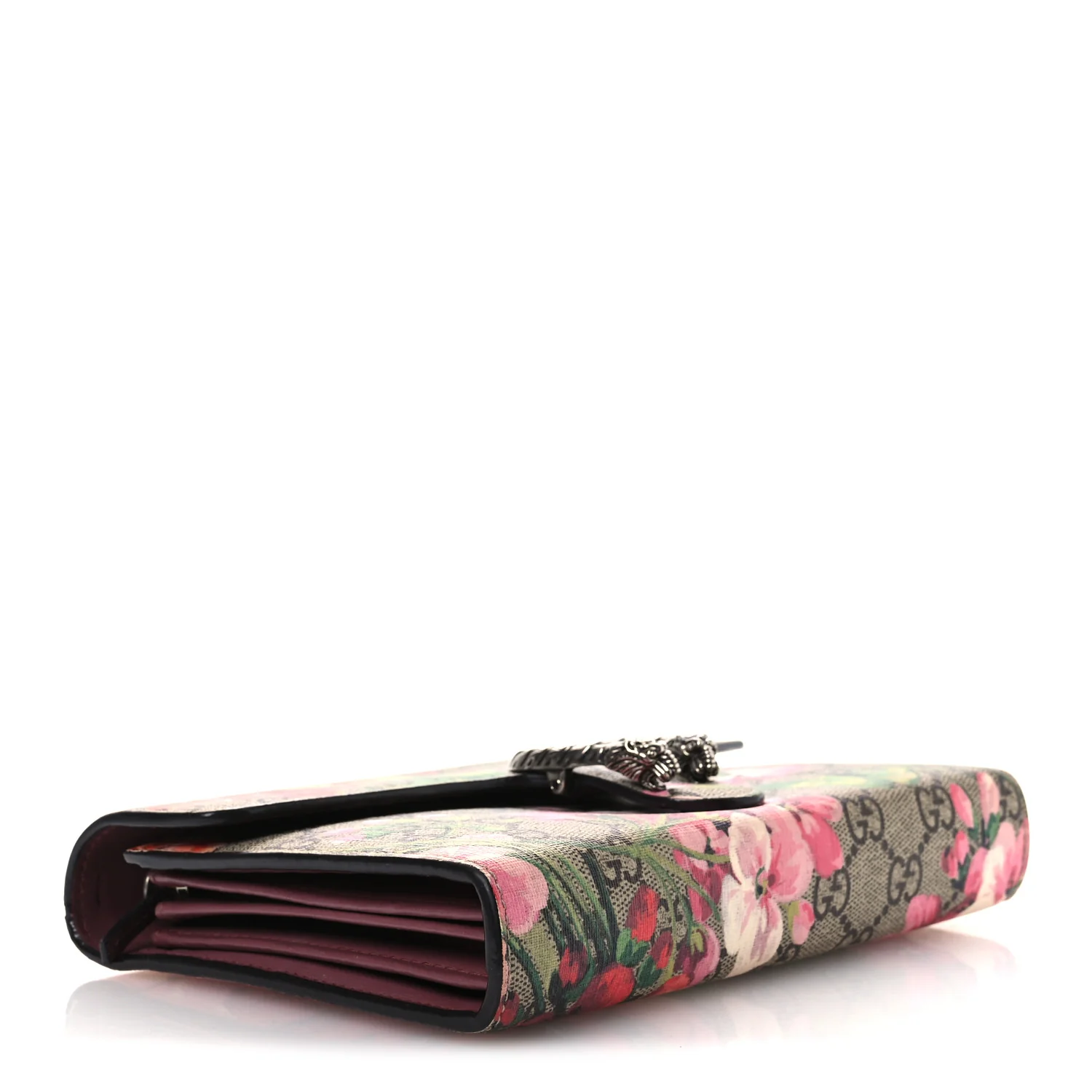 GG Supreme Monogram Blooms Mini Dionysus Chain Wallet Beige Multicolor Dry Rose - Image 4