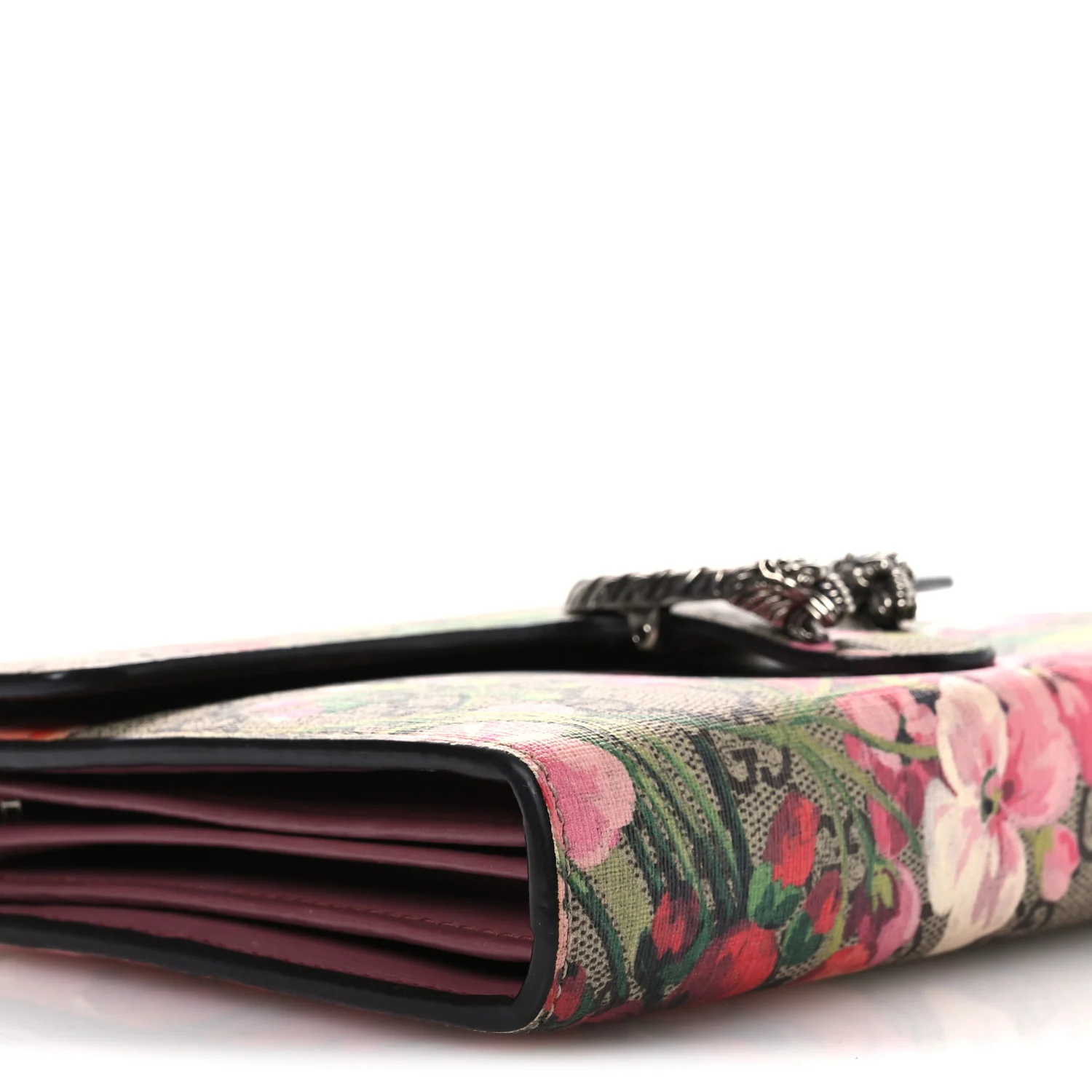 GG Supreme Monogram Blooms Mini Dionysus Chain Wallet Beige Multicolor Dry Rose - Image 9