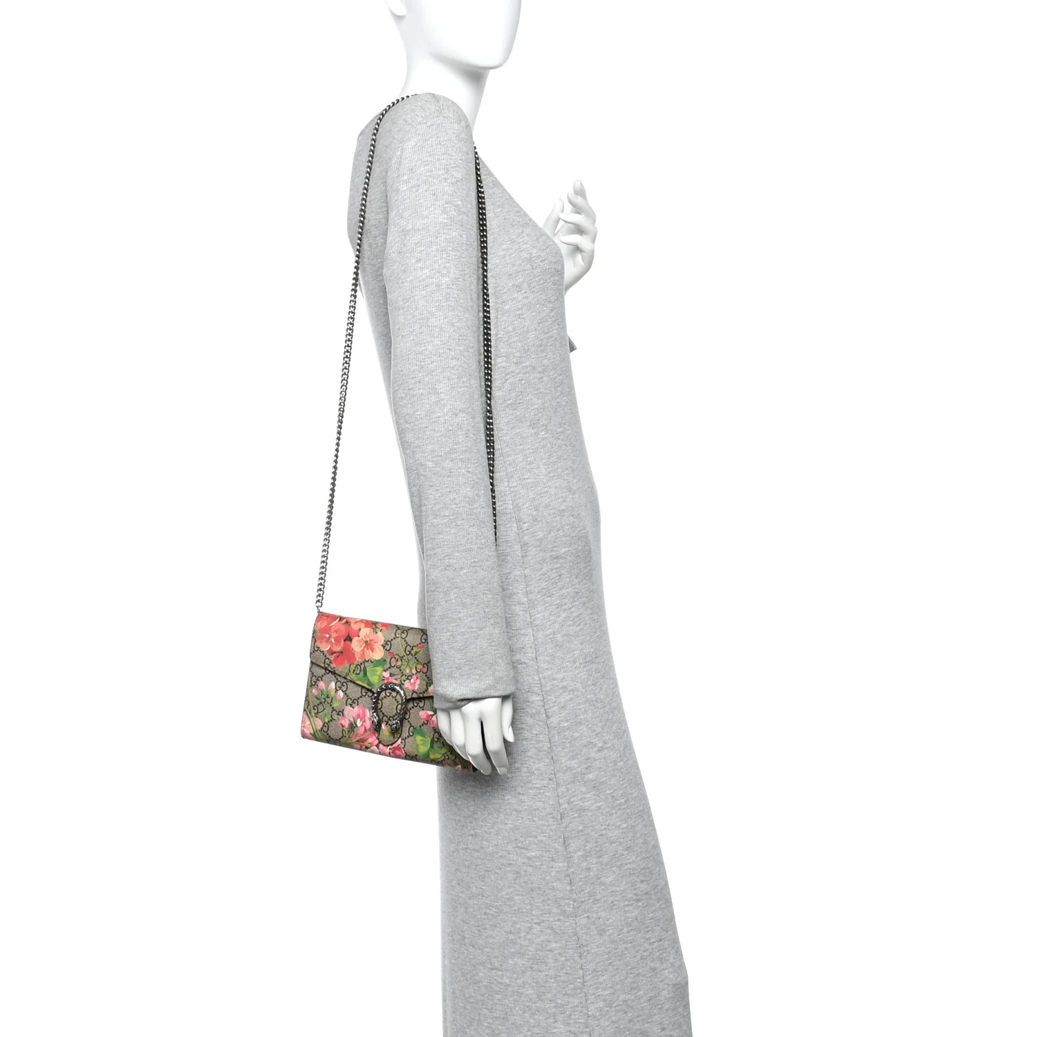 GG Supreme Monogram Blooms Mini Dionysus Chain Wallet Beige Multicolor Dry Rose - Image 2