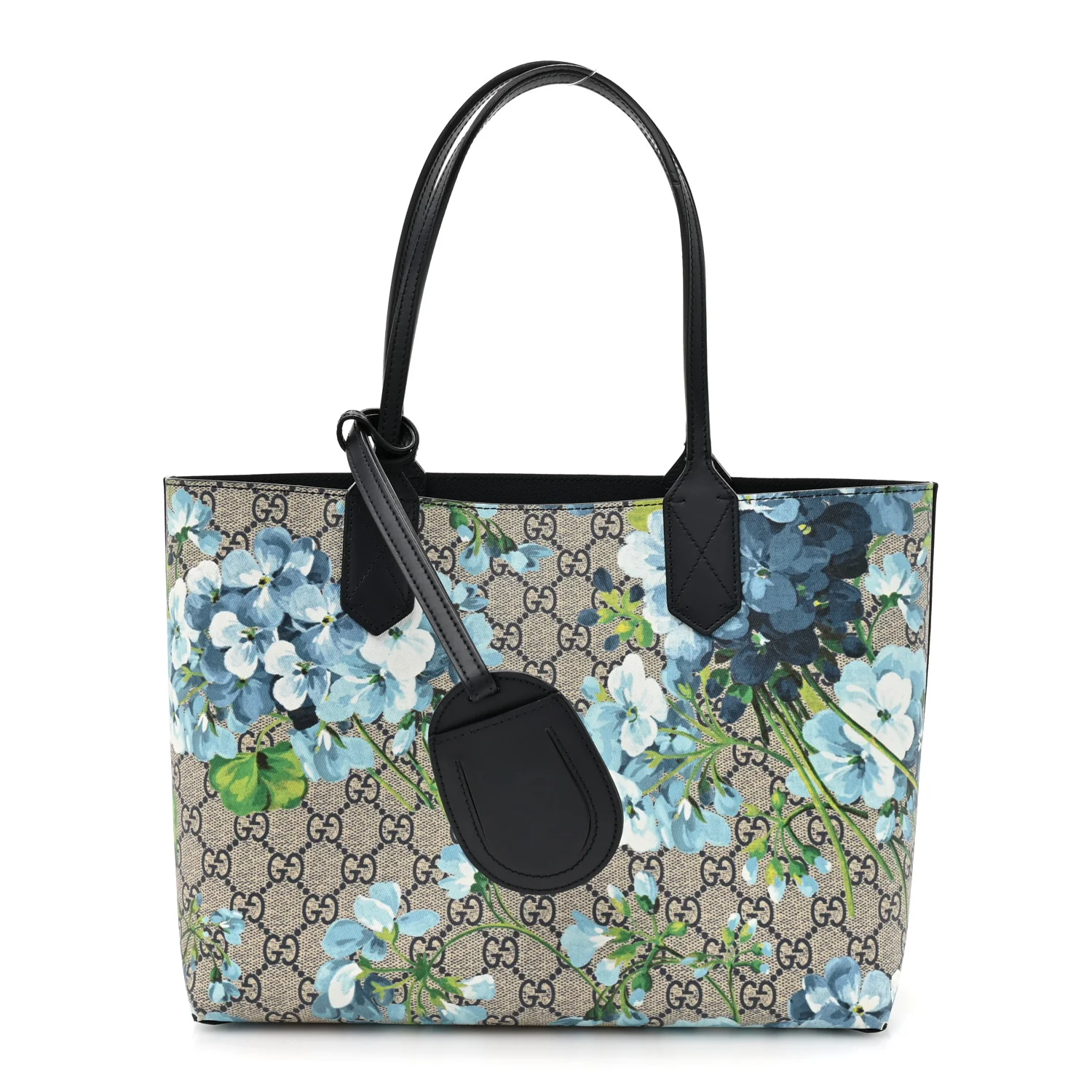 GG Supreme Monogram Blooms Small Reversible Tote Beige Blue Navy