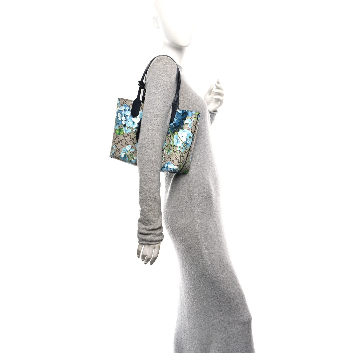 GG Supreme Monogram Blooms Small Reversible Tote Beige Blue Navy - Image 2