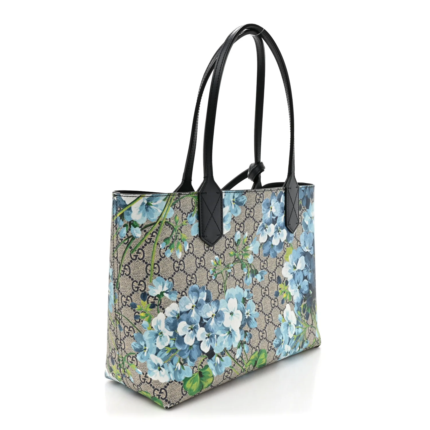 GG Supreme Monogram Blooms Small Reversible Tote Beige Blue Navy - Image 4