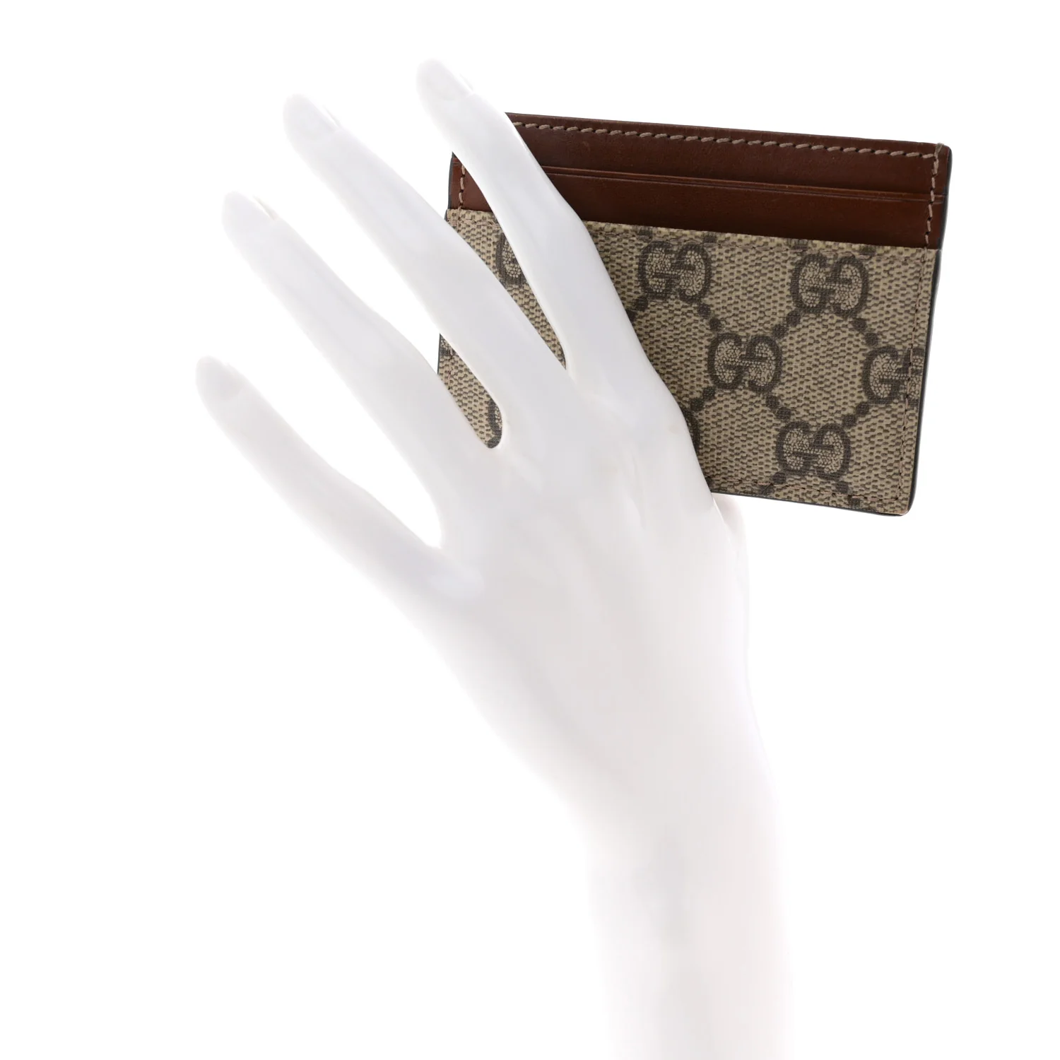 GG Supreme Monogram Calfskin Card Holder Beige Ebony Cuir - Image 2
