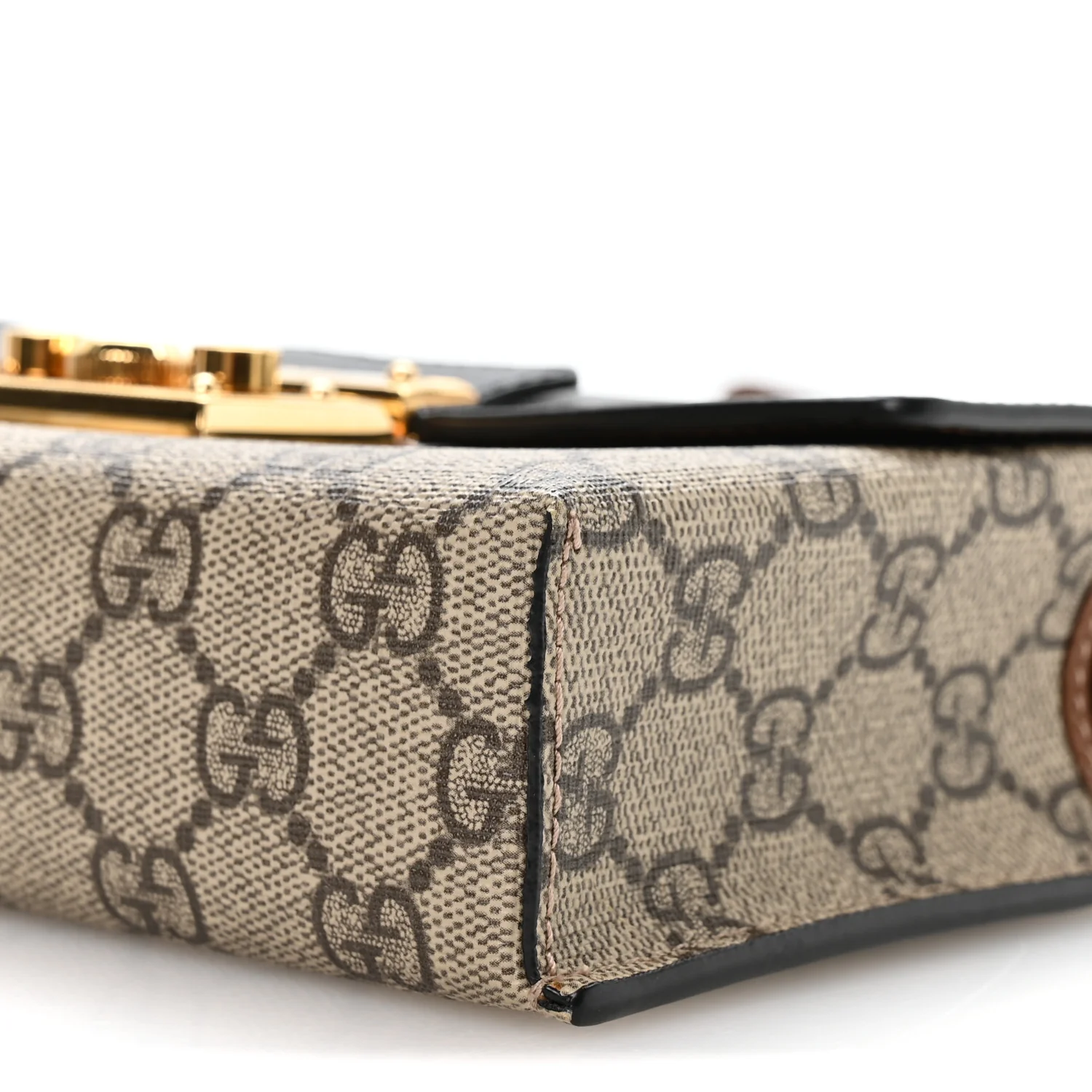 GG Supreme Monogram Calfskin Mini Padlock Top Handle Shoulder Bag Beige Black Cuir - Image 10