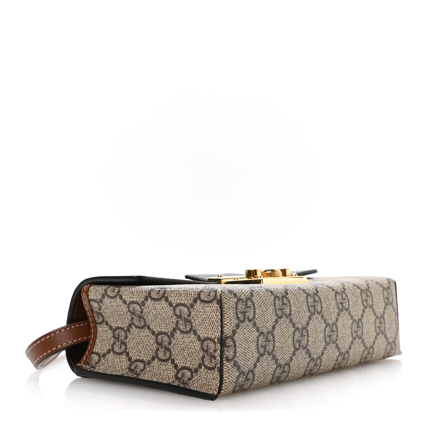 GG Supreme Monogram Calfskin Mini Padlock Top Handle Shoulder Bag Beige Black Cuir - Image 4