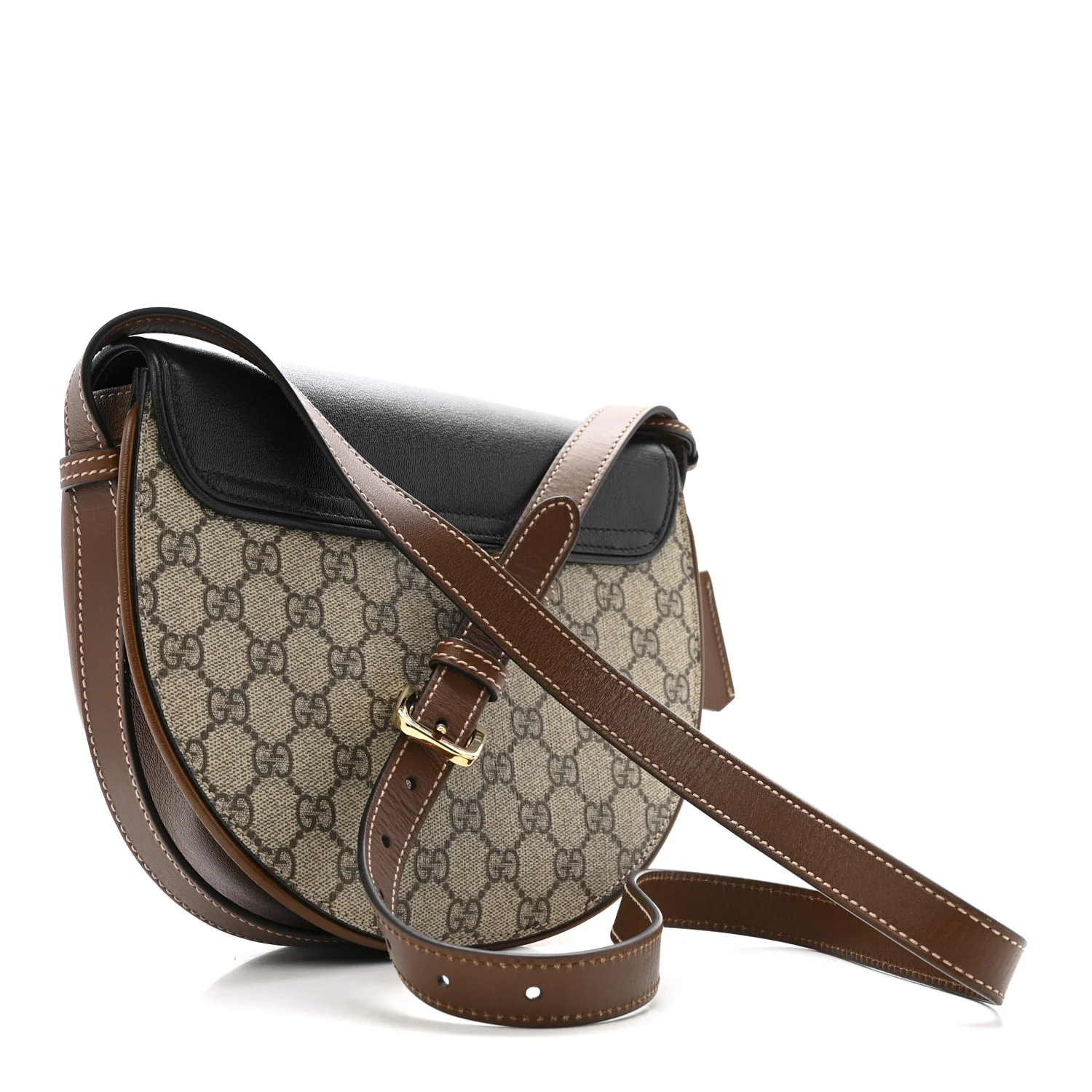 GG Supreme Monogram Calfskin Small Padlock Messenger Shoulder Bag Beige Black Cuir - Image 3
