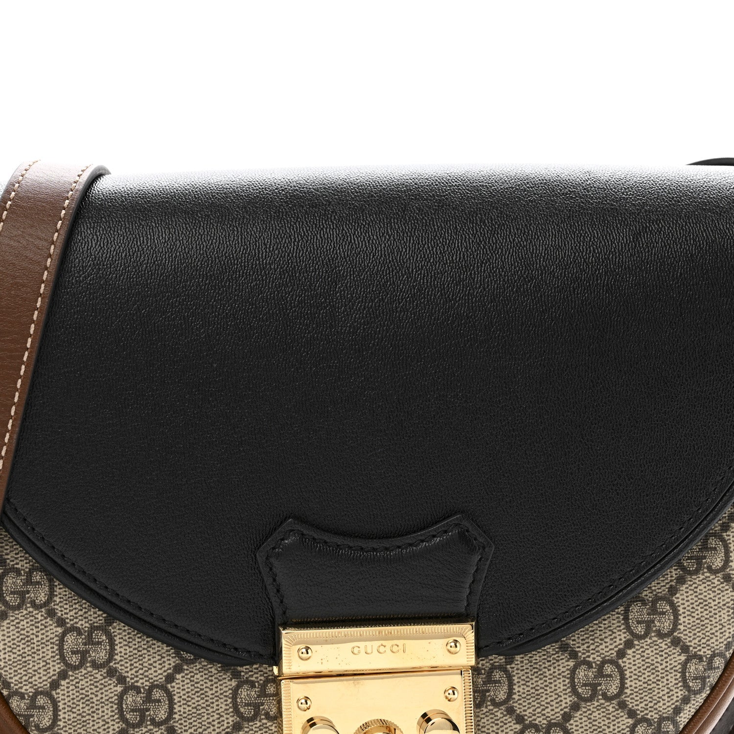 GG Supreme Monogram Calfskin Small Padlock Messenger Shoulder Bag Beige Black Cuir - Image 8