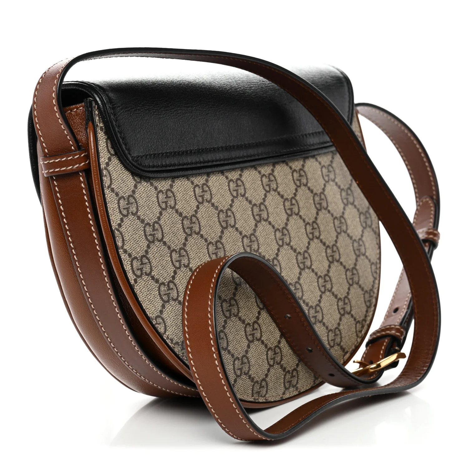 GG Supreme Monogram Calfskin Small Padlock Messenger Shoulder Bag Beige Black Cuir - Image 3