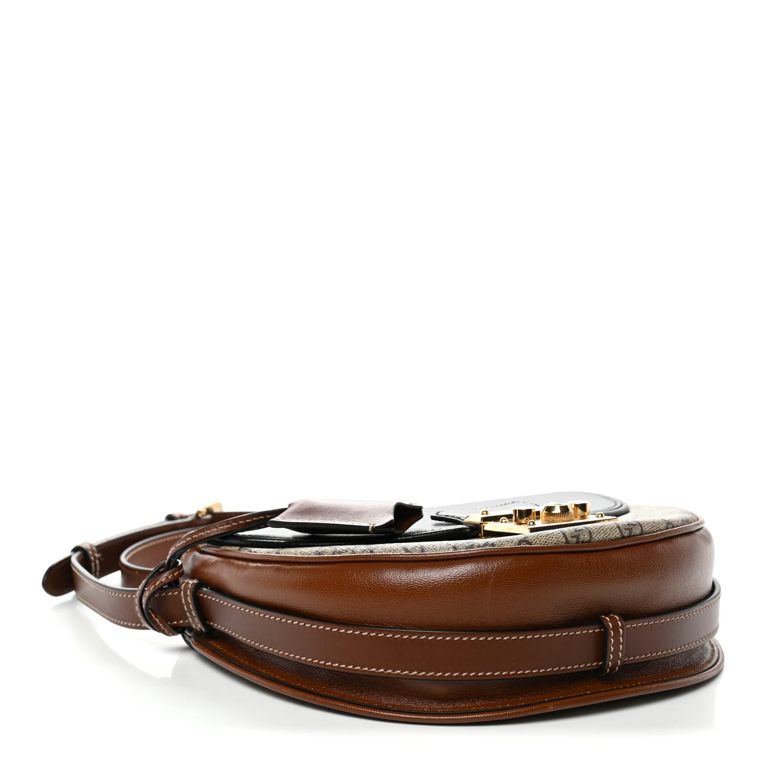 GG Supreme Monogram Calfskin Small Padlock Messenger Shoulder Bag Beige Black Cuir - Image 4